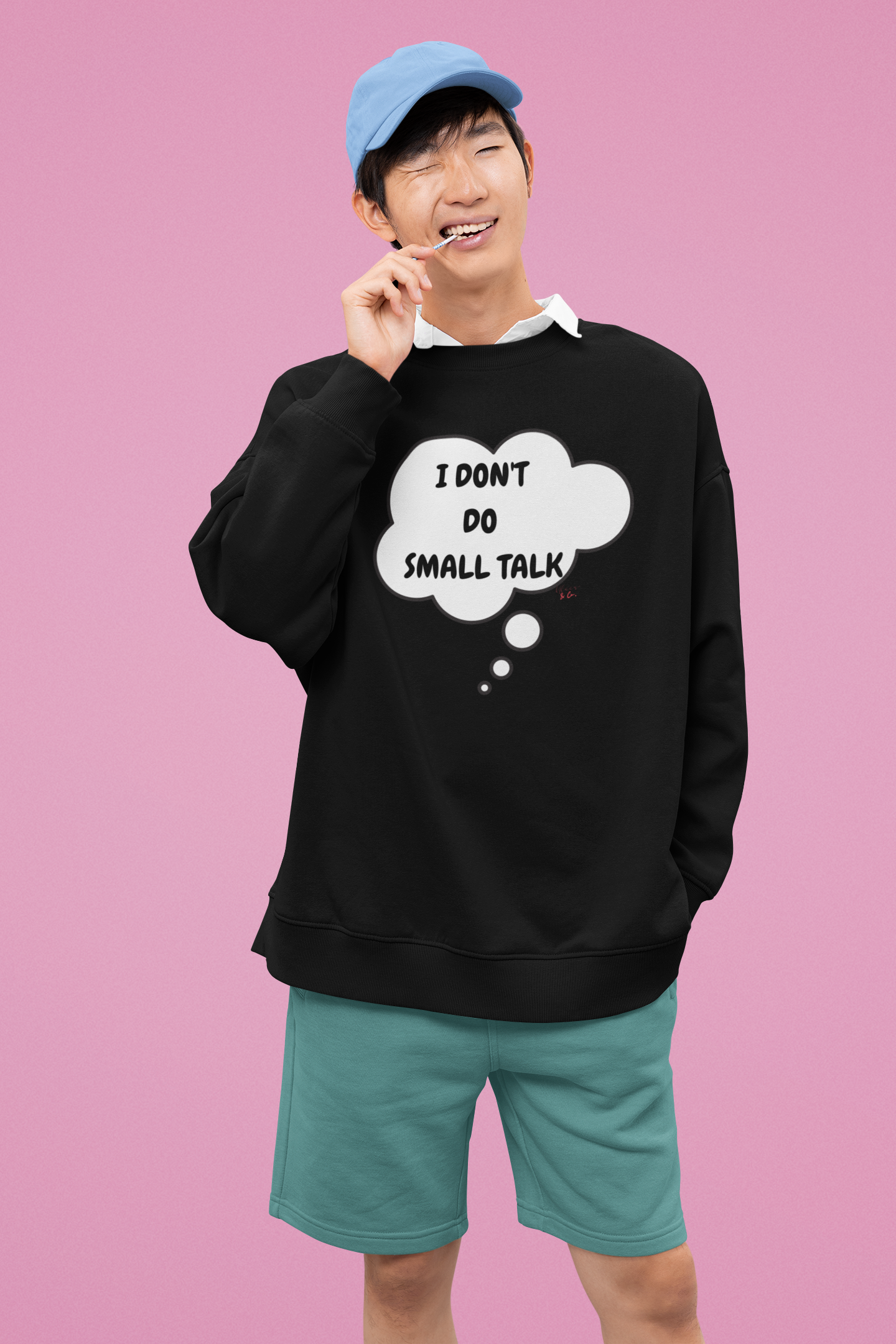 I DON'T DO SMALL TALK THOUGHT BUBBLE SWEATSHIRT SARCASTIC SWEATERS FOR HER FUNNY SAYINGS FOR GIFT FOR HIM UNISEX PULLOVER CREWNECK SWEATSHIRTS TRENDY FUN