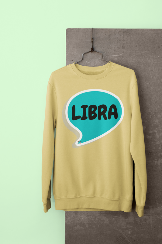 LIBRA ZODIAC SIGN IN SPEECH BUBBLE UNISEX CREWNECK PULLOVER SWEATSHIRT HOROSCOPE LIBRA ZODIAC SIGNS SWEATER ASTRONOMY LIBRA SIGNS SWEATSHIRT LIBRA ZODIAC SYMBOLS SWEATSHIRT LIBRA SIGN ZODIAC SEASON