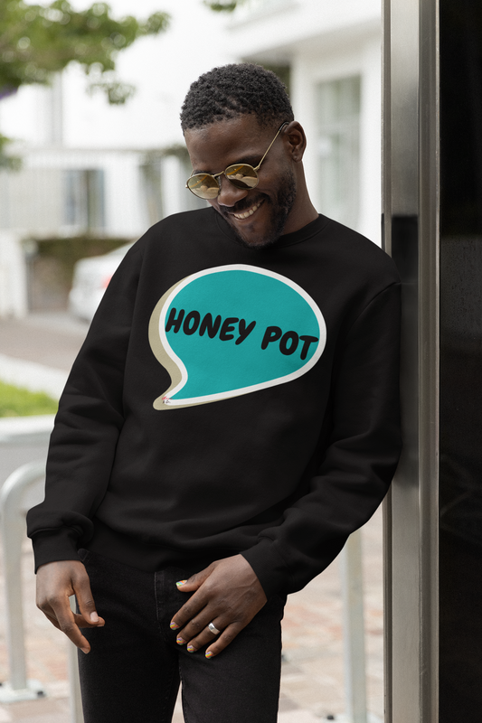 HONEY POT SWEATSHIRT IN SPEECH BUBBLE UNISEX PULLOVER CREWNECK SWEATSHIRT