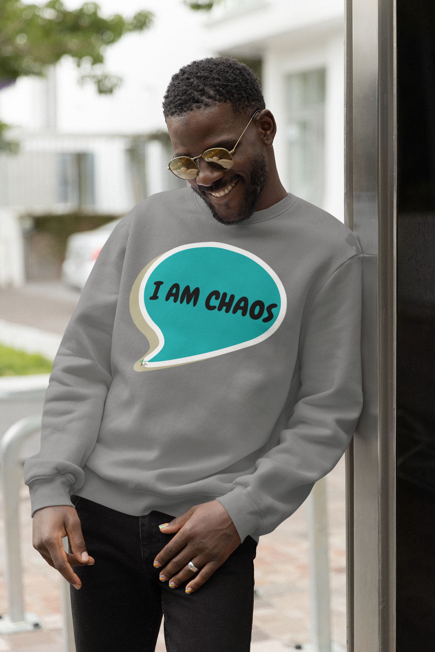 I AM CHAOS SWEATSHIRT IN SPEECH BUBBLE UNISEX CREWNECK PULLOVER SWEATSHIRT FUNNY SAYINGS SWEATER SARCASTIC SAYINGS SWEATSHIRTS