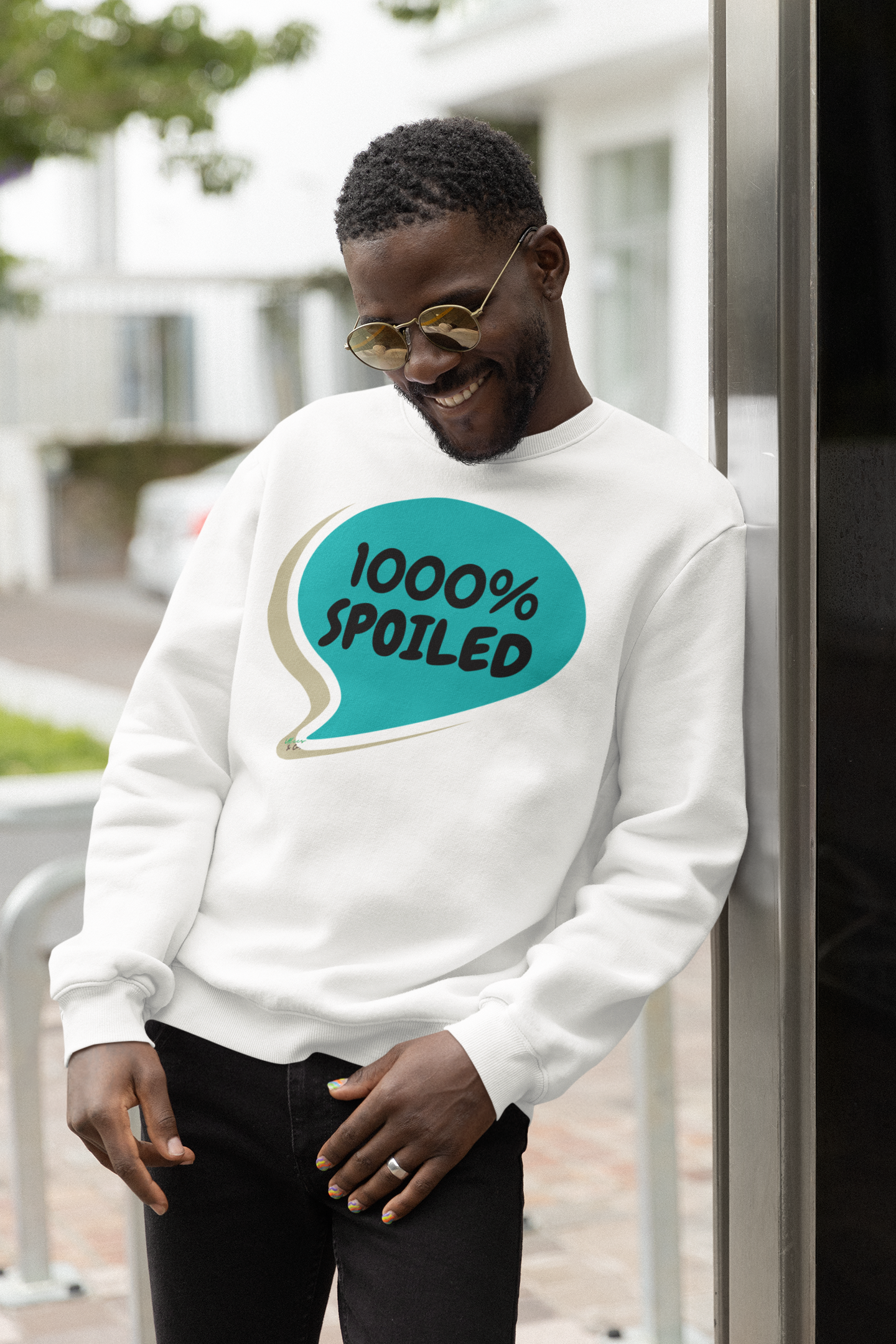 1000% SPOILED SWEATSHIRT IN SPEECH BUBBLE GRAPHIC UNISEX CREWNECK PULLOVER SWEATSHIRT FUNNY SAYINGS SWEATSHIRTS SWEATER SARCASTIC SAYINGS SWEATSHIRTS FOR WOMEN SWEATSHIRTS FOR MEN GIFT IDEAS