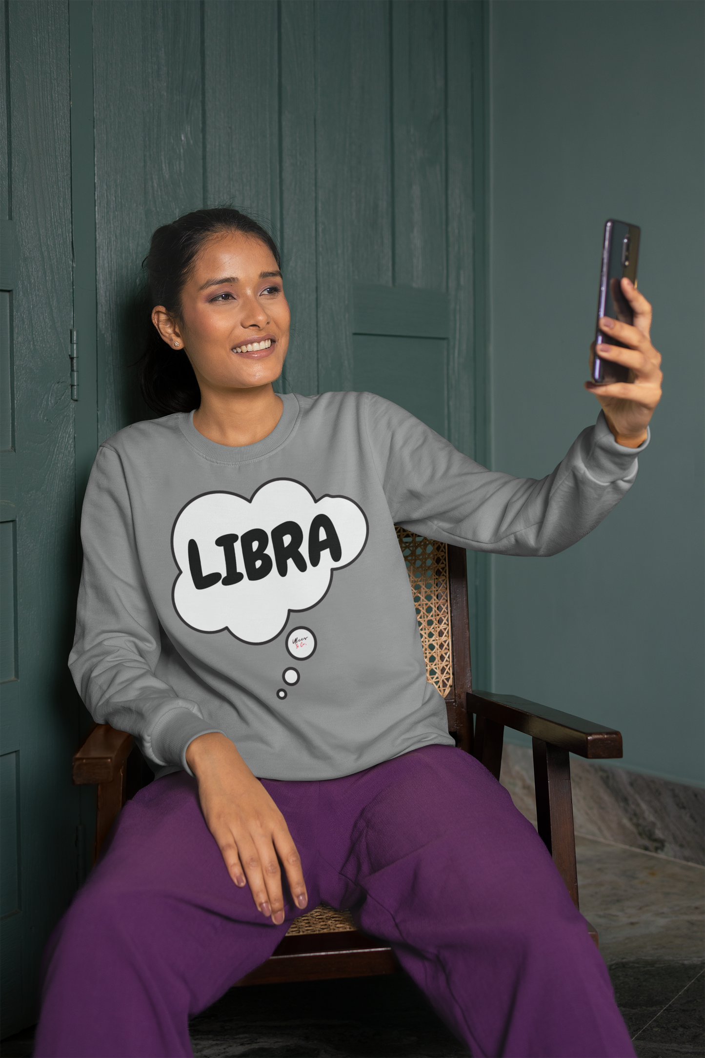 LIBRA ZODIAC SIGN SWEATSHIRT IN THOUGHT BUBBLE UNISEX CREWNECK PULLOVER SWEATSHIRT LIBRA ZODIAC SIGN TRENDY SWEATERS BIRTHDAY LIBRA ZODIAC SIGN GIFTS LIBRA ZODIAC SYMBOLS SWEATSHIRT LIBRA ZODIAC SEASON