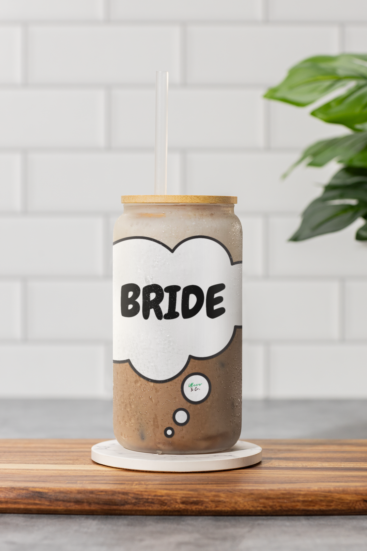 BRIDE SIPPER GLASS 16oz THOUGHT BUBBLE WEDDING FAVORS GLASSWARE ICED GLASS WEDDING GIFT ICED COFFEE GLASSES BACHELORETTE GIFT DRINKWARE FIANCÉE GIFT FOR BRIDAL PARTY FUTURE BRIDE CAN TUMBLERS