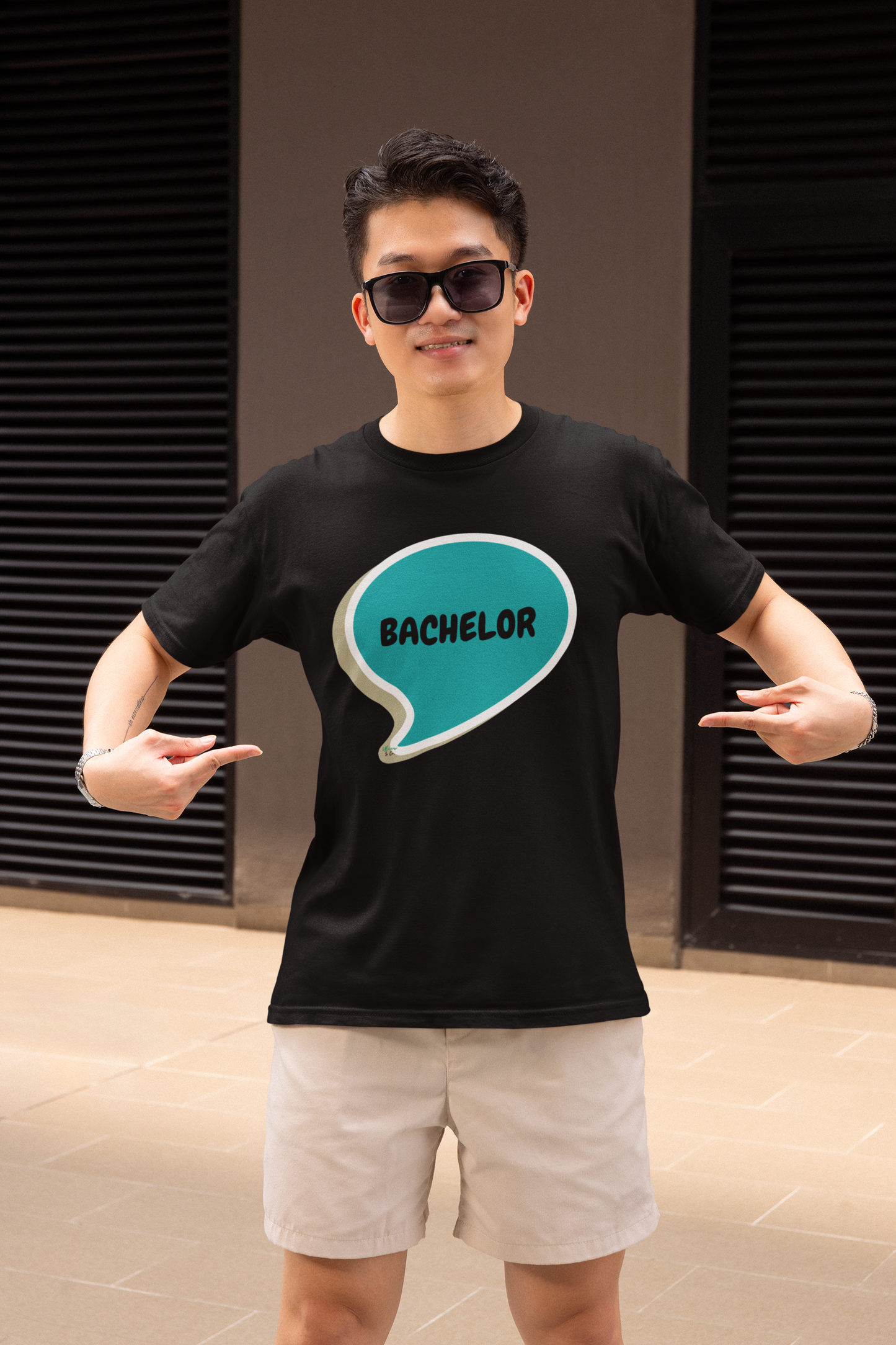 BACHELOR IN SPEECH BUBBLE GRAPHIC UNISEX T-SHIRT BRIDAL SHOWER GIFT TEES GROOM TO BE TEES FOR WOMAN SHIRTS GIFTS WEDDING GIFTS SHIRTS FOR GROOMS FOR WOMEN
