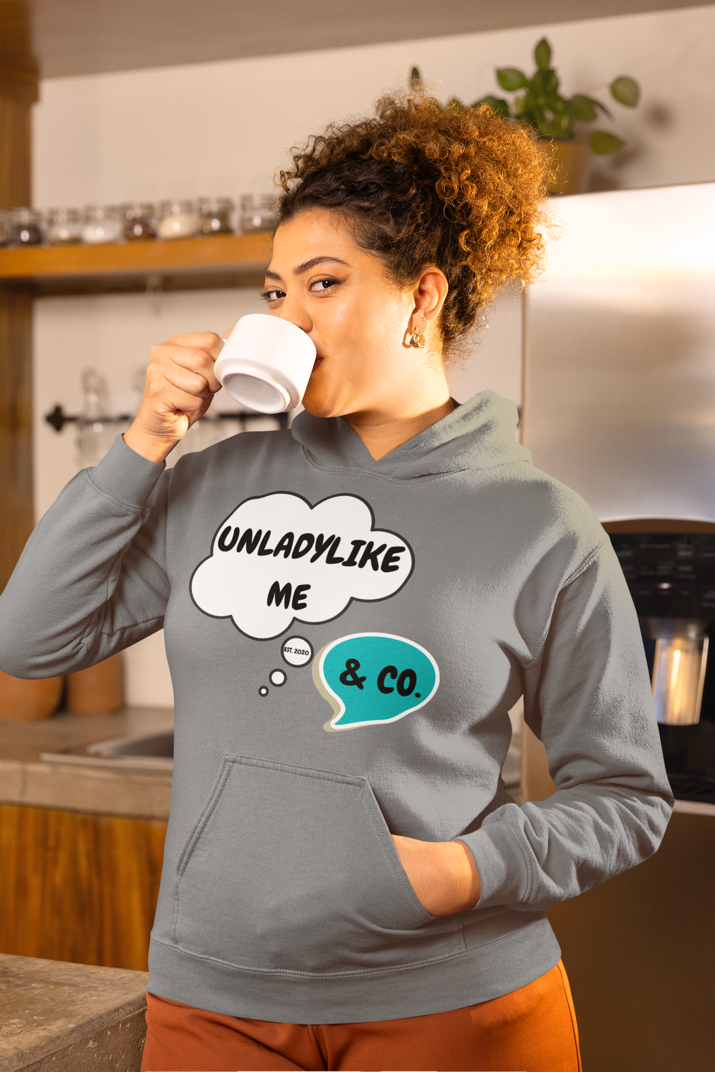 UNLADYLIKE ME & CO. BRAND LOGO UNISEX PULLOVER HOODIE FOR WOMEN REPRESENTS ALWAYS BEING YOURSELF GIFT FOR MEN BRAND LOGO HOODED SWEATER