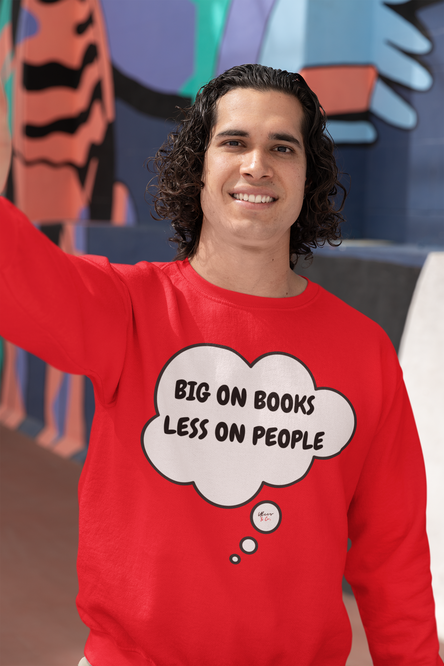 BIG ON BOOKS LESS ON PEOPLE IN THOUGHT BUBBLE UNISEX PULLOVER CREWNECK SWEATSHIRT GIFT SWEATSHIRT FOR WOMEN SWEATER FOR MEN SARCASTIC SWEATSHIRT FUNNY SAYINGS SWEATERS