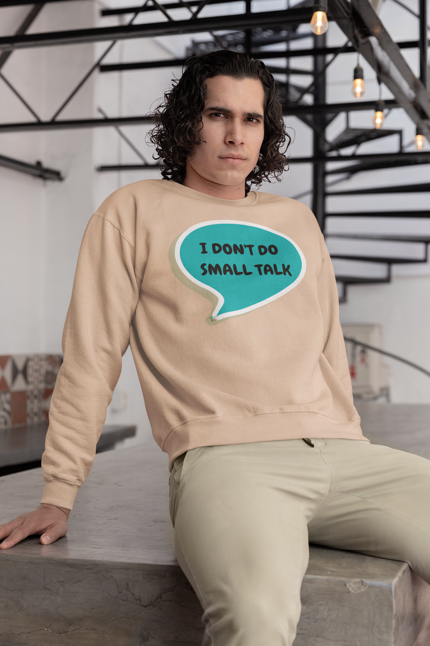 I DON'T DO SMALL TALK SWEATSHIRT IN SPEECH BUBBLE UNISEX PULLOVER CREWNECK SWEATSHIRT FOR WOMEN ADULT HUMOR FOR MEN GIFTS SARCASTIC SAYINGS FUNNY UNISEX CREWNECK SWEAT SHIRTS