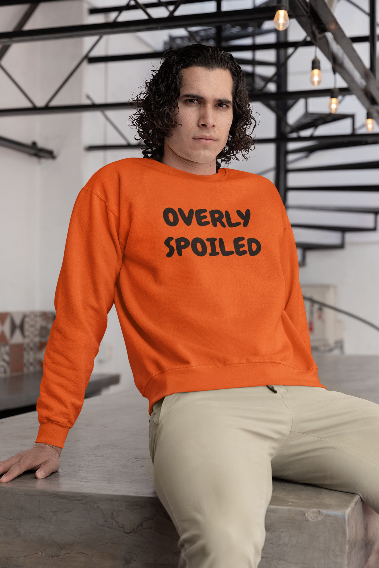 OVERLY SPOILED SWEATSHIRT UNISEX GRAPHIC CREWNECK PULLOVER SWEATSHIRT FUNNY SAYINGS SWEATER SARCASTIC SAYINGS SWEATERS FOR WOMEN SWEATSHIRTS FOR MEN