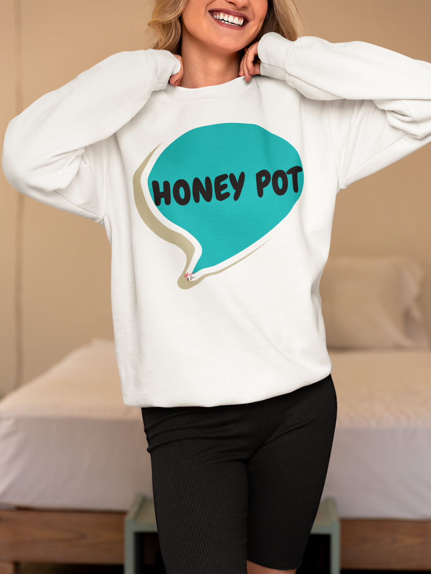 HONEY POT SWEATSHIRT IN SPEECH BUBBLE UNISEX PULLOVER CREWNECK SWEATSHIRT