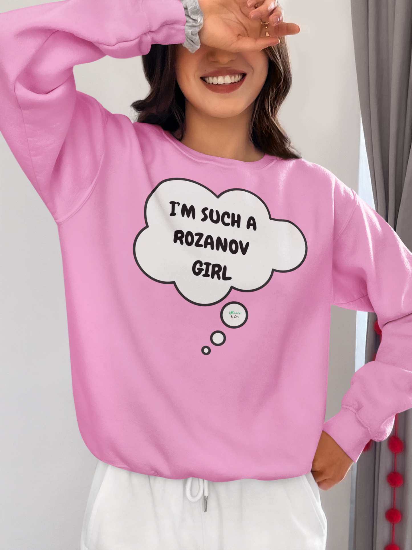 I'M SUCH A ROZANOV GIRL SWEATSHIRT IN THOUGHT BUBBLE GRAPHIC UNISEX CREWNECK PULLOVER SWEATSHIRT HEATED RIVALRY SWEATER ILYA ROZANOV SWEATSHIRTS FOR WOMEN SWEATSHIRTS FOR MEN HOCKEY PLAYERS GIFT IDEAS JERSEY NUMBER T-SHIRT FAN MERCH HOCKEY ROMANCE
