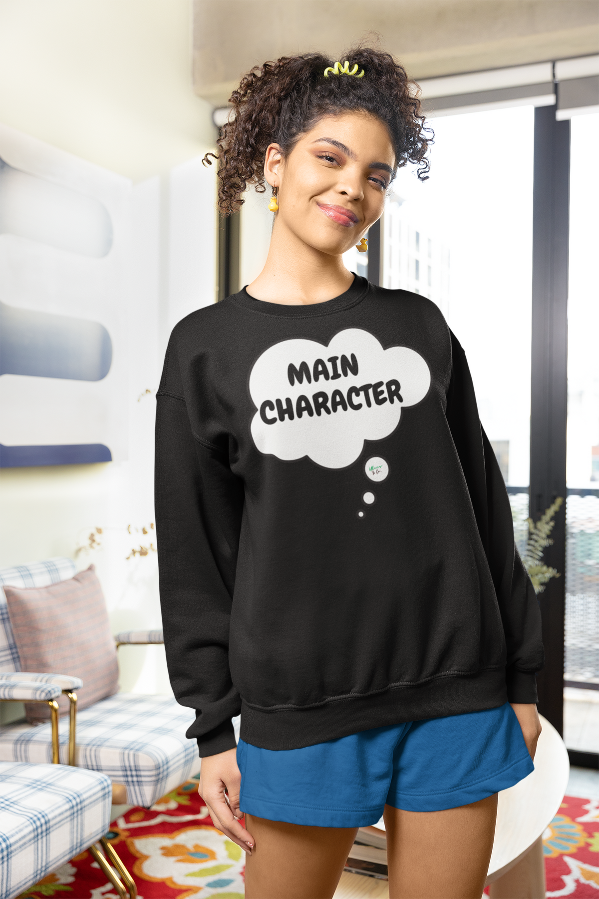 MAIN CHARACTER SWEATSHIRT IN THOUGHT BUBBLE UNISEX PULLOVER CREWNECK SWEATSHIRT MOTIVATIONAL SWEATSHIRT FOR WOMEN GIFT FOR MEN PULLOVER SWEATER FUNNY SAYINGS SARCASTIC SAYINGS SWEATSHIRTS