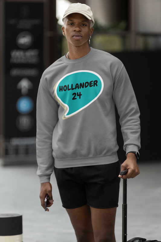 HOLLANDER 24 SWEATSHIRT IN SPEECH BUBBLE GRAPHIC UNISEX CREWNECK PULLOVER SWEATSHIRT HEATED RIVALRY SWEATER SHANE HOLLANDER SWEATSHIRTS FOR WOMEN SWEATSHIRTS FOR MEN HOCKEY PLAYERS GIFT IDEAS JERSEY NUMBER T-SHIRT FAN MERCH HOCKEY ROMANCE
