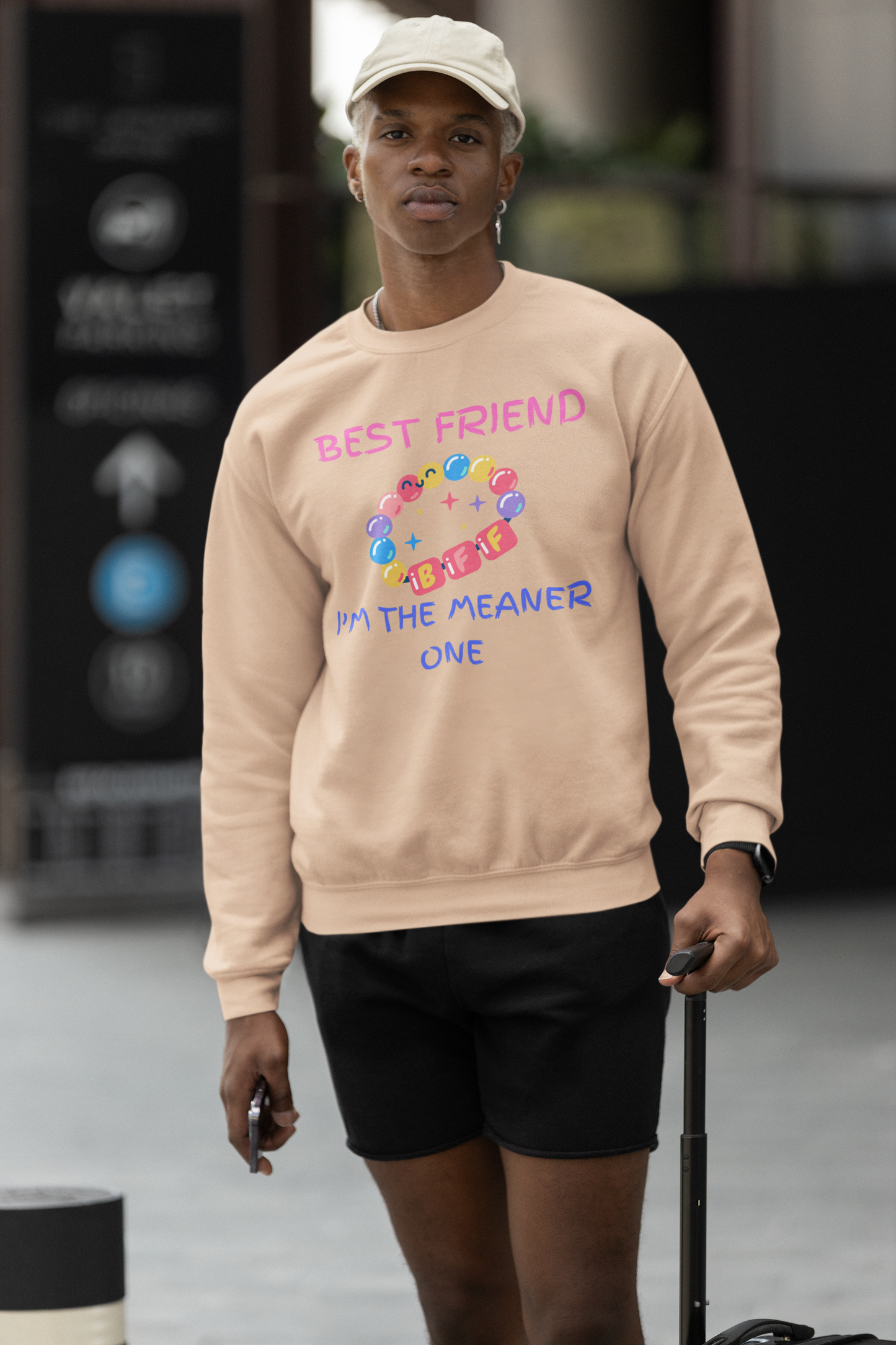 BEST FRIEND (I'M THE MEANER ONE) SWEATSHIRT GRAPHIC UNISEX CREWNECK PULLOVER SWEATSHIRT FUNNY SAYINGS SWEATER SARCASTIC SAYINGS SWEATSHIRTS FOR WOMEN SWEATSHIRTS FOR MEN GIFT IDEAS