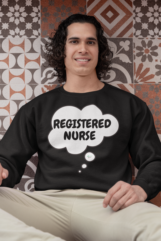 REGISTERED NURSE SWEATSHIRT IN THOUGHT BUBBLE GRAPHIC UNISEX CREWNECK PULLOVER SWEATSHIRT FUNNY SAYINGS SWEATER SARCASTIC SAYINGS SWEATSHIRTS FOR WOMEN SWEATSHIRTS FOR MEN GIFT IDEAS