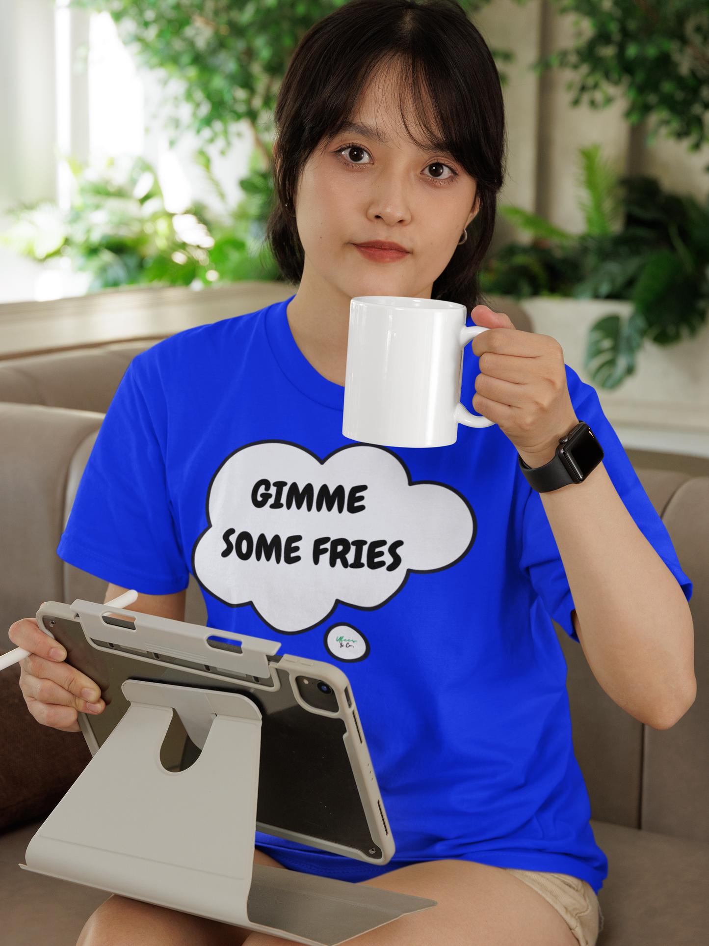 GIMMIE SOME FRIES T-SHIRT IN THOUGHT BUBBLE UNISEX TSHIRT FUNNY SAYINGS T SHIRT SARCASTIC SAYINGS T-SHIRT SARCASM TEES GIFTS FOR WOMEN GIFT FOR MEN