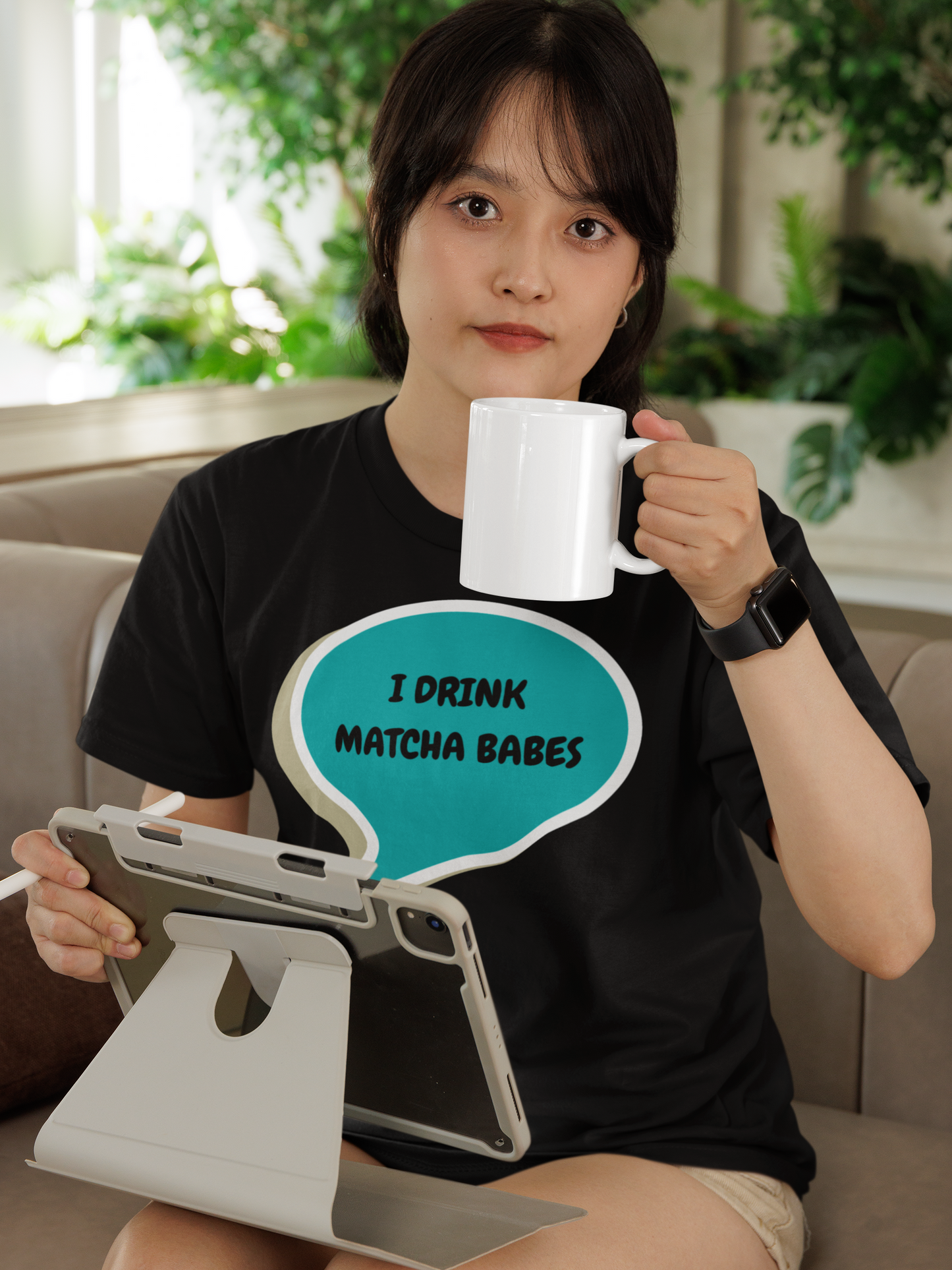 I DRINK MATCHA BABES IN SPEECH BUBBLE GRAPHIC UNISEX T-SHIRT COFFEE LOVER TEES GIFT FOR WOMAN SHIRTS GIFTS CAFFEINE LOVERS TSHIRTS FOR MEN COFFEE DRINKER GIFTS