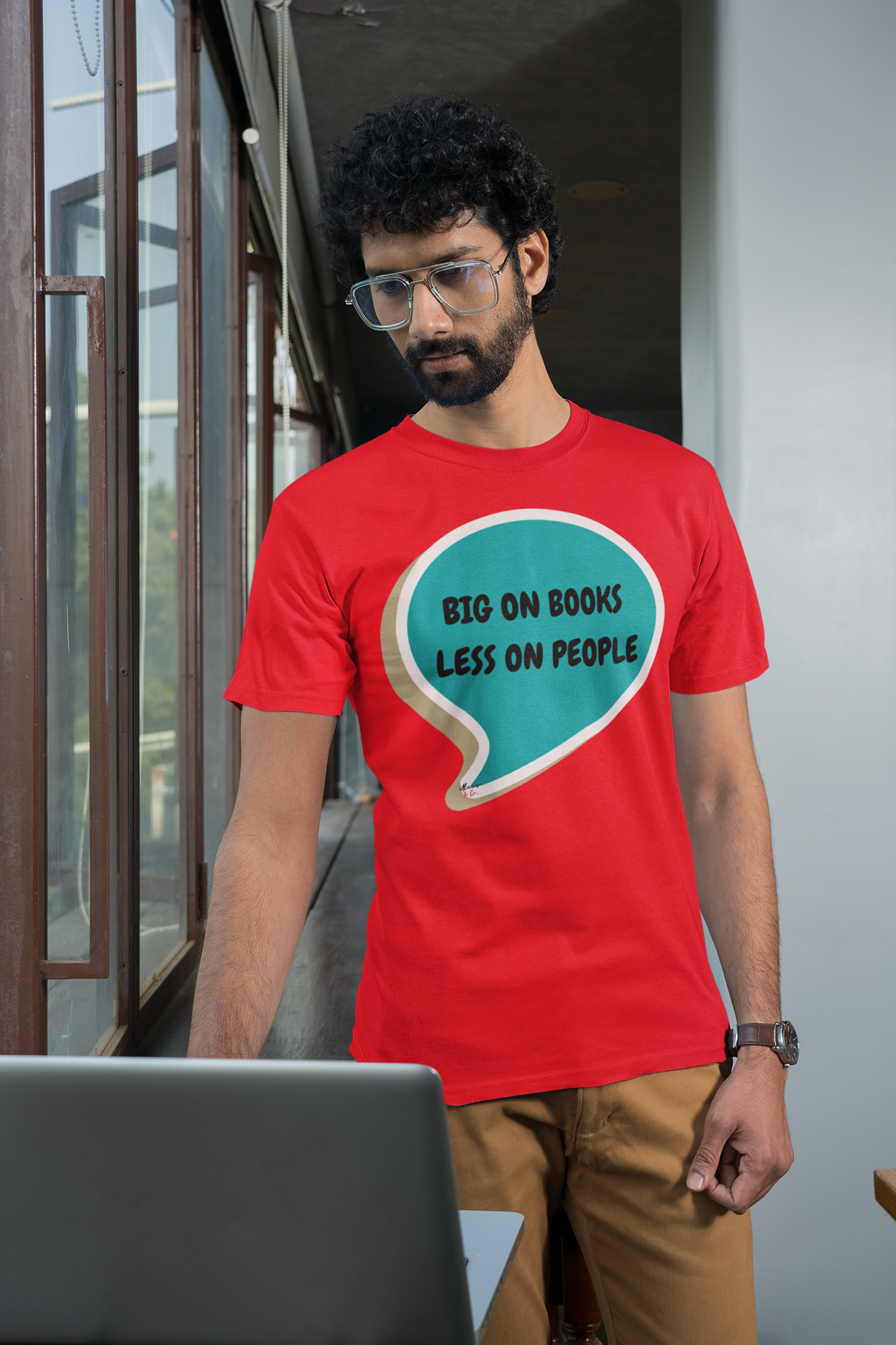 BIG ON BOOKS LESS ON PEOPLE T-SHIRT IN SPEECH BUBBLE GIFT FOR READERS TSHIRT FOR BOOK LOVERS BOOK T SHIRT