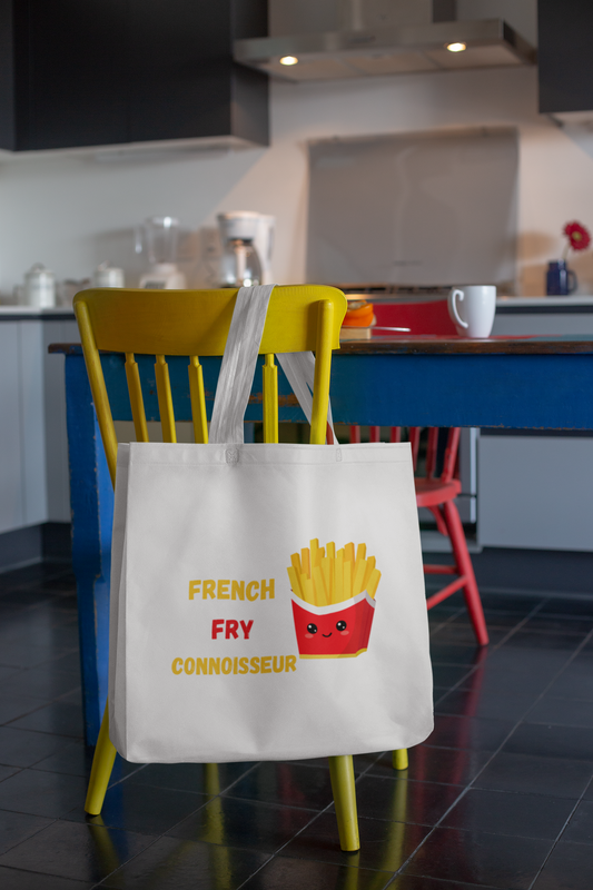 FRENCH FRY CONNOISSEUR TOTE BAG COTTON CANVAS TOTE BAG