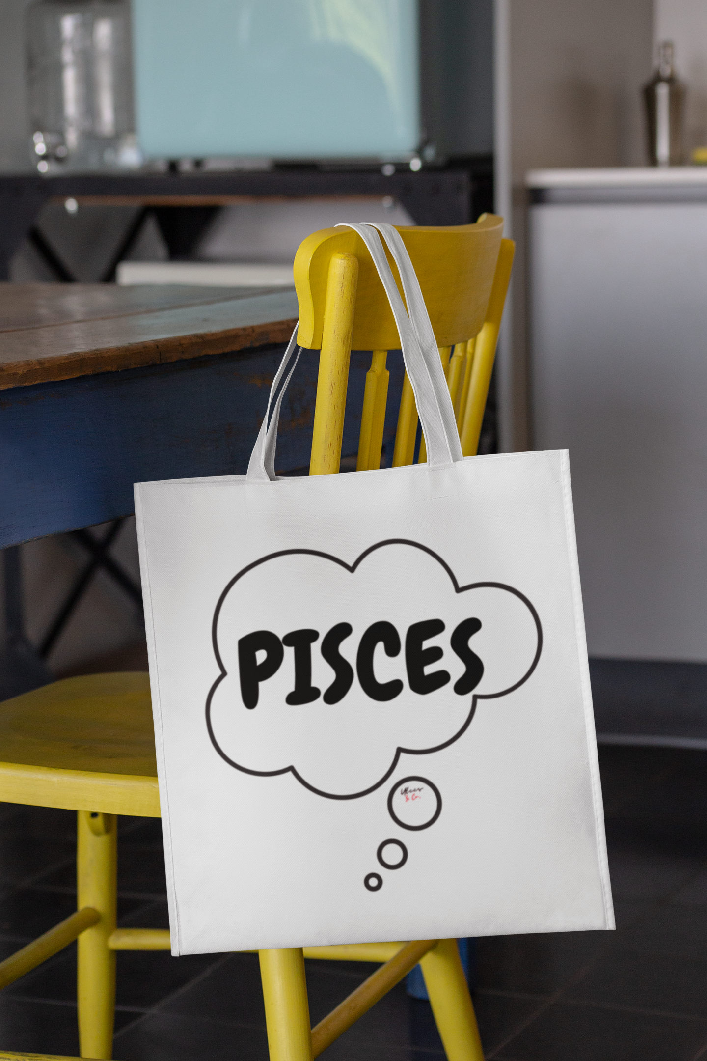 PISCES ZODIAC SIGN TOTE BAG BIRTHDAY GIFT IN THOUGHT BUBBLE COTTON CANVAS TOTE BAG PISCES HOROSCOPE ZODIAC SIGN TOTE BAG GIFT