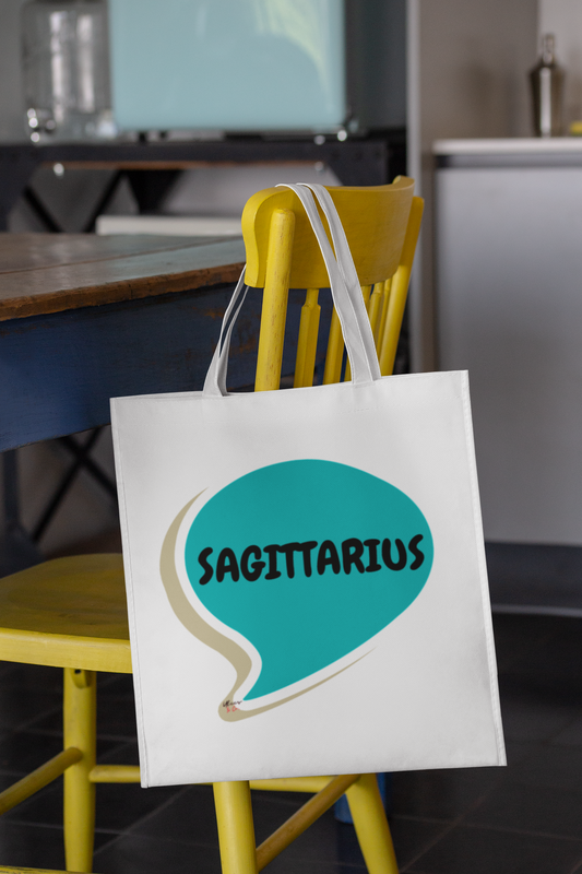 SAGITTARIUS ZODIAC SIGN TOTE BAG IN SPEECH BUBBLE BIRTHDAY GIFT FOR SAGITTARIUS ZODIAC SIGN COTTON CANVAS TOTE BAG SAGITTARIUS HOROSCOPE ZODIAC SIGN