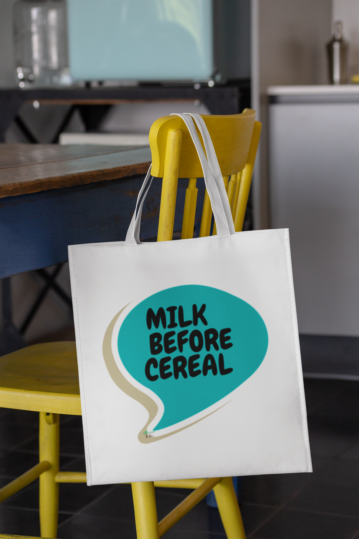 MILK BEFORE CEREAL TOTE BAG SPEECH BUBBLE COTTON CANVAS BAG FUNNY SAYINGS TOTE BAG SARCASM SARCASTIC SAYINGS TOTE BAG