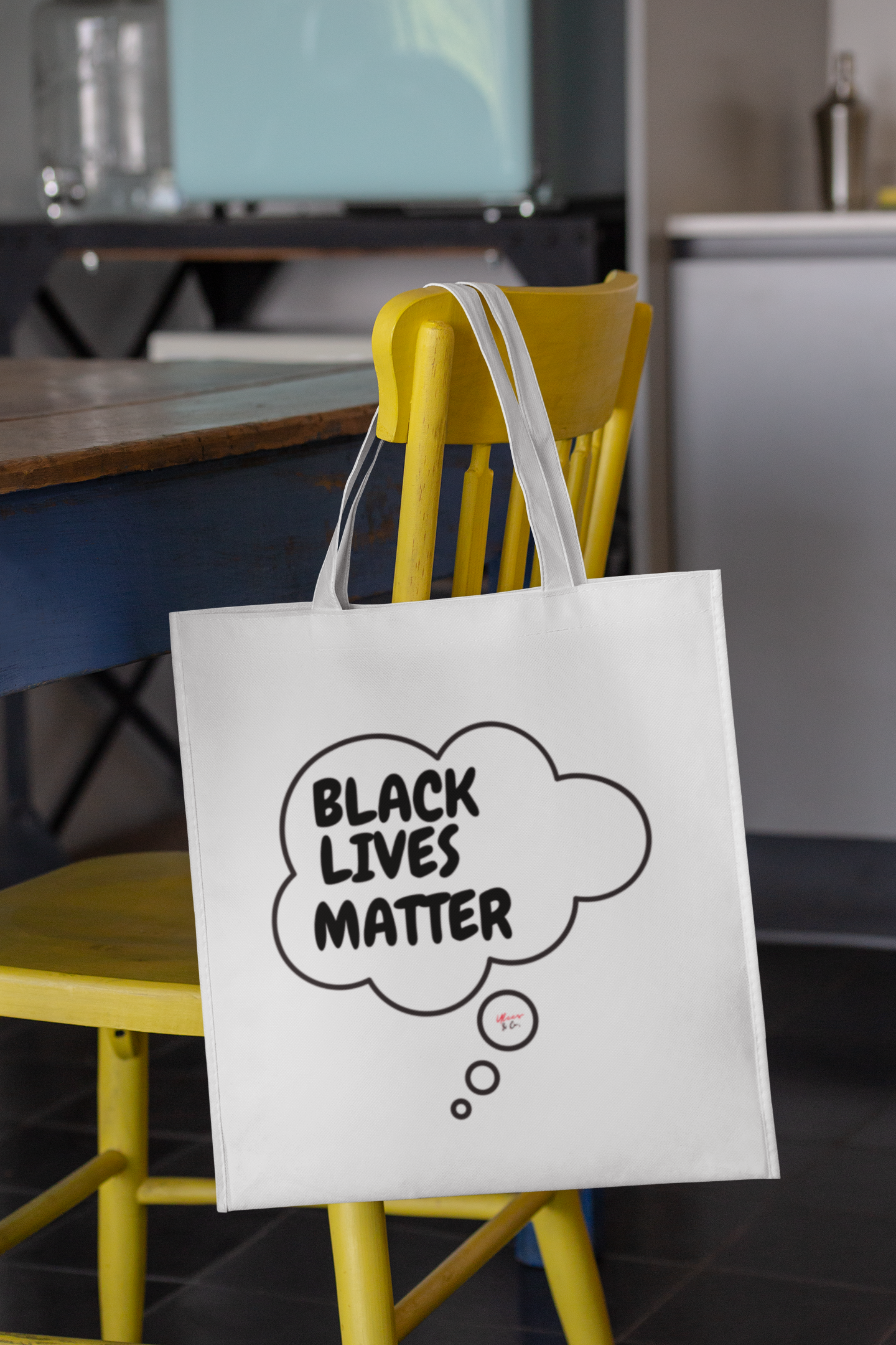 BLACK LIVES MATTER TOTE BAG IN THOUGHT BUBBLE BLM TOTE BAG BLACK LIVES MATTER COTTON CANVAS TOTE BAG