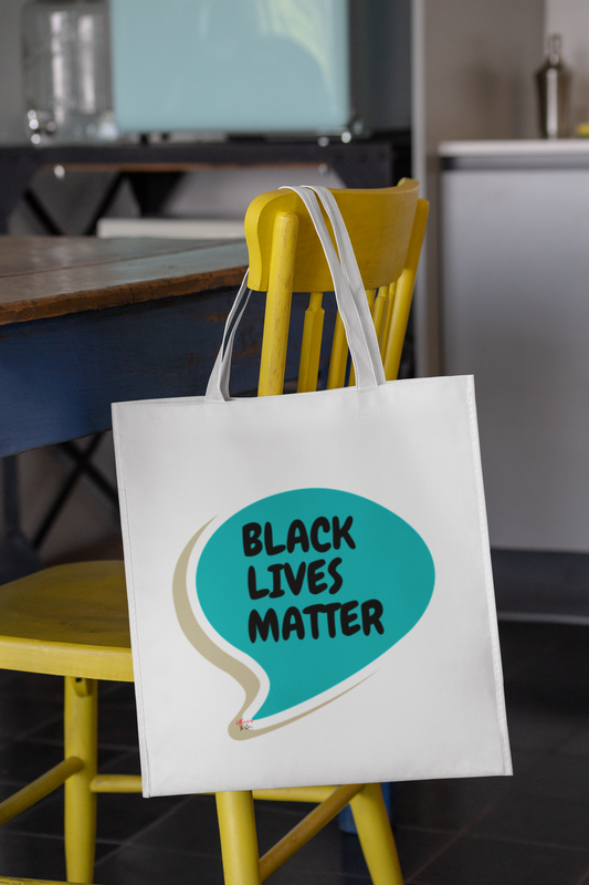 BLACK LIVES MATTER TOTE BAG IN SPEECH BUBBLE BLM TOTE BAG BLACK LIVES MATTER COTTON CANVAS TOTE BAG