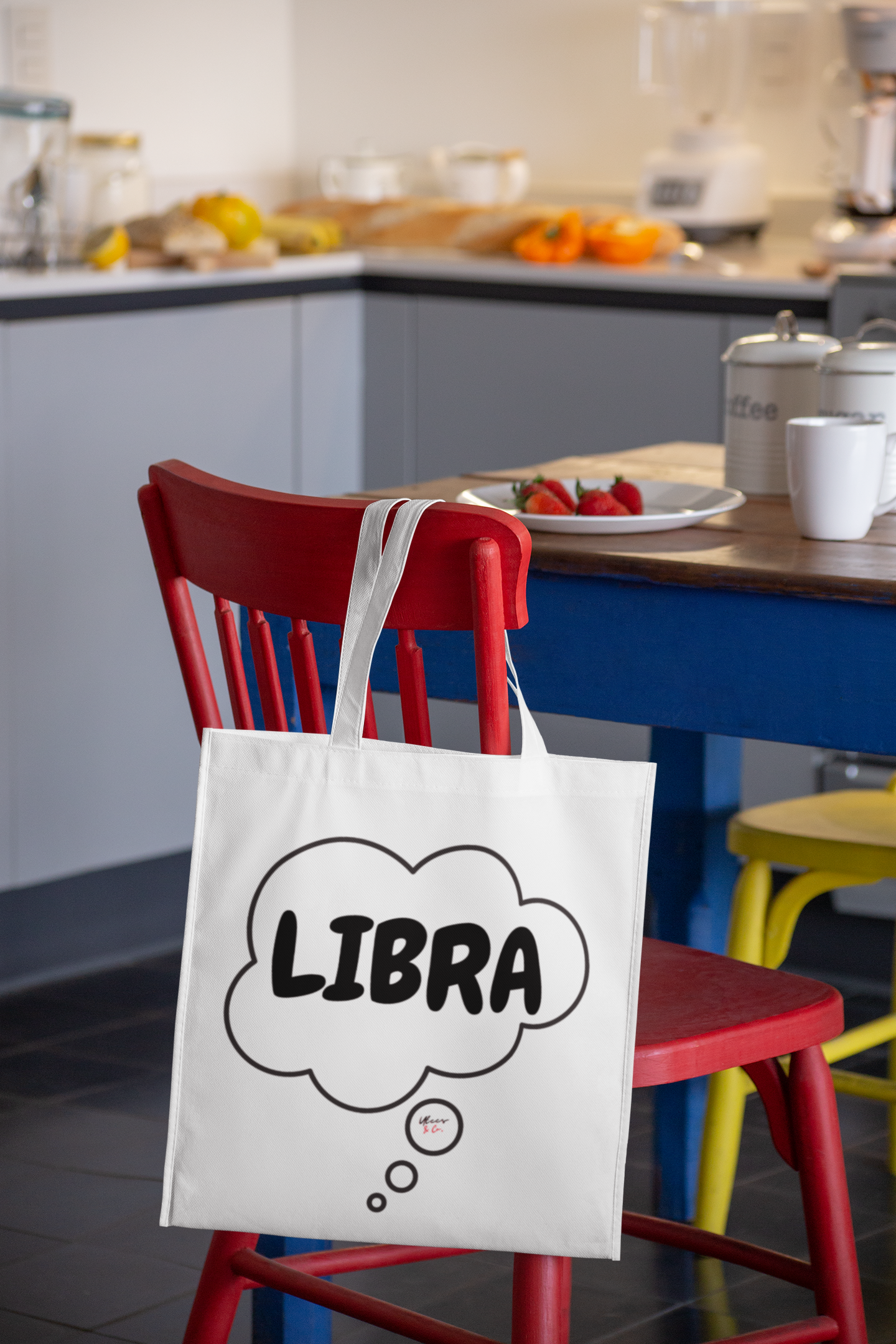 LIBRA ZODIAC SIGN TOTE BAG FOR BIRTHDAY GIFT IN THOUGHT BUBBLE LIBRA HOROSCOPE ZODIAC SIGN COTTON CANVAS TOTE BAG FOR LIBRA ZODIAC SIGN