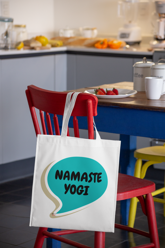 NAMASTE YOGI IN SPEECH BUBBLE TOTE BAG GIFT COTTON CANVAS TOTE BAG FOR YOGA CLASS YOGA GIFT YOGA LOVER