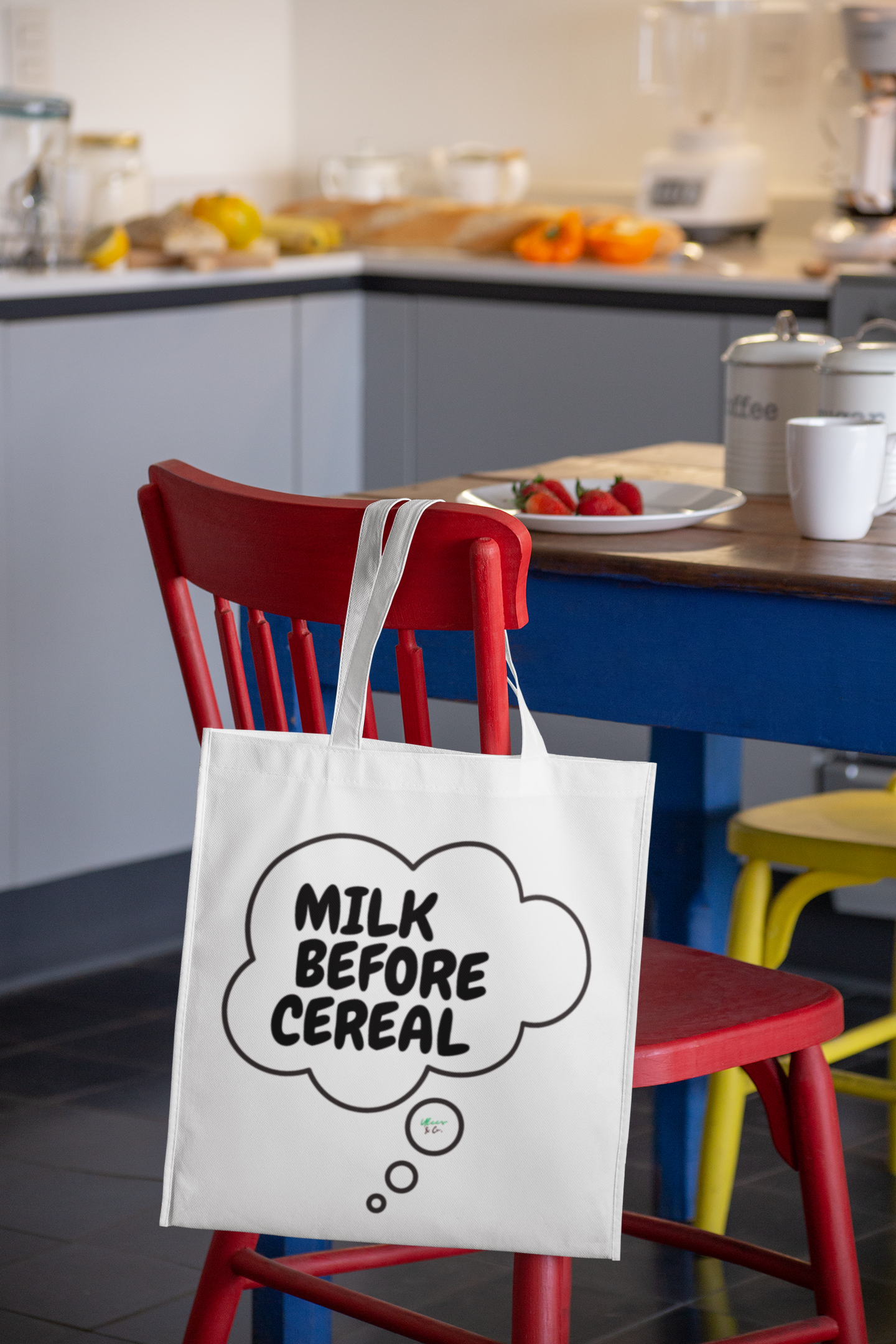 MILK BEFORE CEREAL TOTE BAG THOUGHT  BUBBLE COTTON CANVAS BAG FUNNY SAYINGS TOTE BAG SARCASM SARCASTIC SAYINGS TOTE BAG