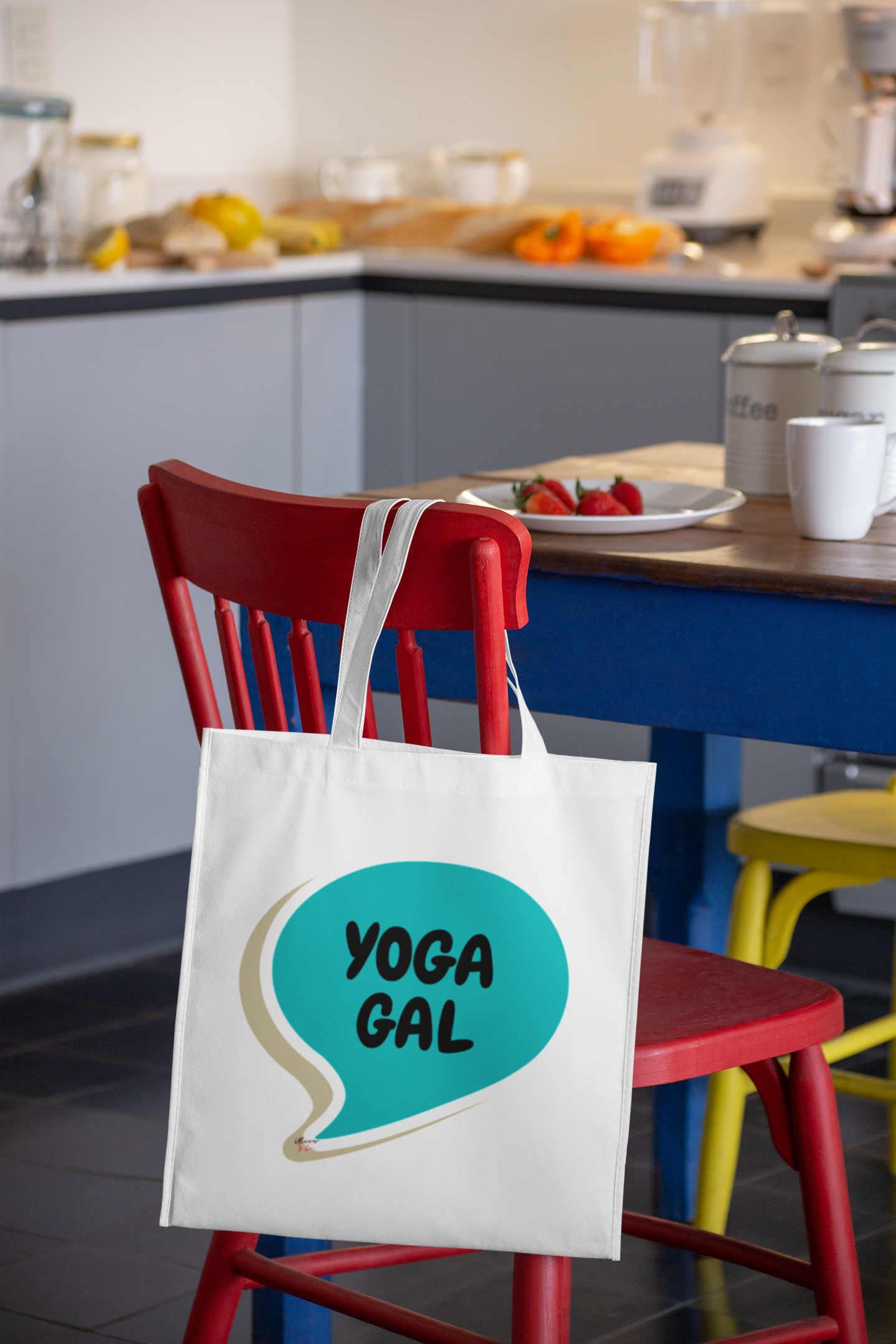 YOGA GAL TOTE BAG IN SPEECH BUBBLE GIFT COTTON CANVAS TOTE BAG FOR YOGA WORKOUT YOGA LOVER