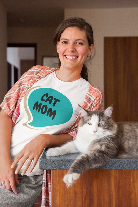 CAT SHIRTS T-SHIRT CAT MOM GRAPHIC UNISEX SHIRTS IN SPEECH BUBBLE CAT PARENTS TEES BIRTHDAY GIFT FOR MOM WIFE GIFT CUSTOM MOM GIFT FOR HER CAT SHIRTS FOR MOM'S