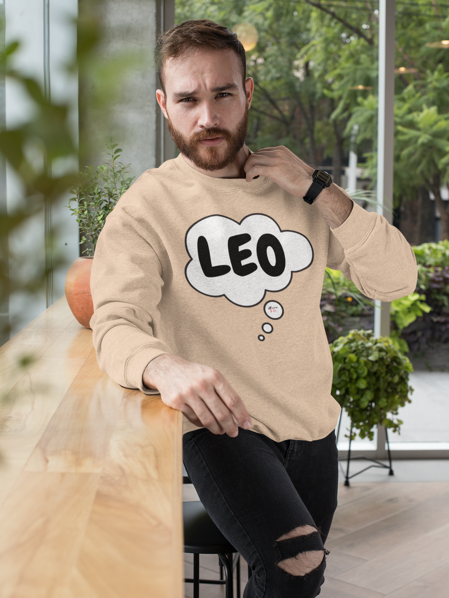 LEO ZODIAC SIGN SWEATSHIRT IN THOUGHT BUBBLE UNISEX CREWNECK PULLOVER SWEATSHIRT LEO ZODIAC SIGN TRENDY SWEATERS BIRTHDAY LEO ZODIAC SIGN GIFTS LEO ZODIAC SYMBOLS SWEATSHIRT LEO ZODIAC SEASON