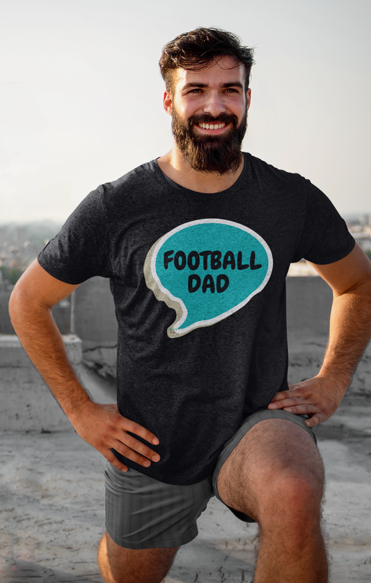 FOOTBALL SHIRTS FOOTBALL DAD TSHIRT FOOTBALL FANS T-SHIRTS UNIQUE GRAPHIC UNISEX TEES IN SPEECH BUBBLE DESIGN FIRST TIME DAD T-SHIRT FOOTBALL FANS TEES FATHER'S DAY GIFT FOR MEN SHIRTS GIFTS FOR NEW FATHER TSHIRTS GIFTS FOR MEN CELEBRATION GIFTS FOR DAD