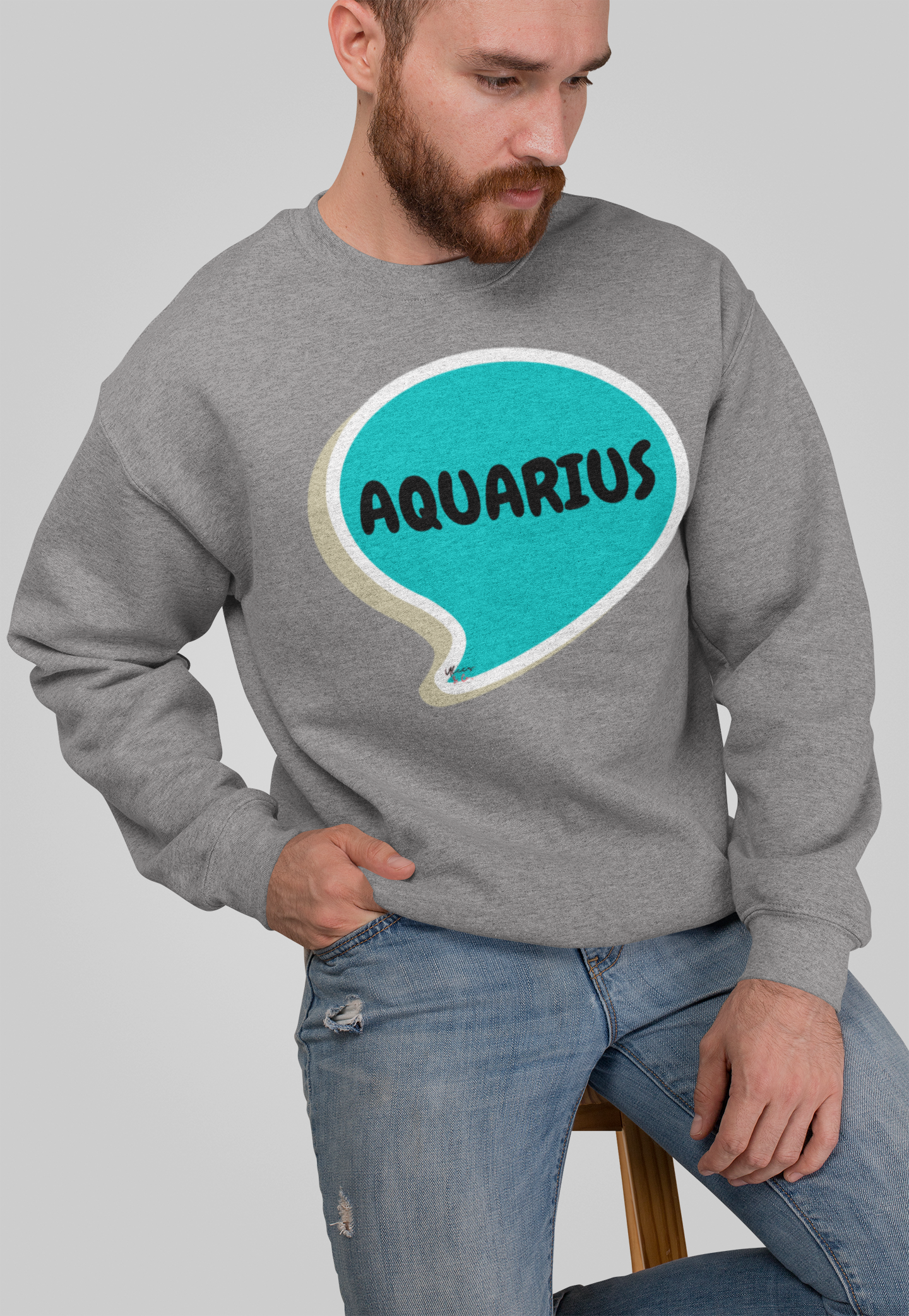 AQUARIUS ZODIAC SIGN IN SPEECH BUBBLE UNISEX CREWNECK PULLOVER SWEATSHIRT AQUARIUS ZODIAC ASTROLOGY HOROSCOPE SWEATSHIRTS AQUARIUS CONSTELLATION GIFT