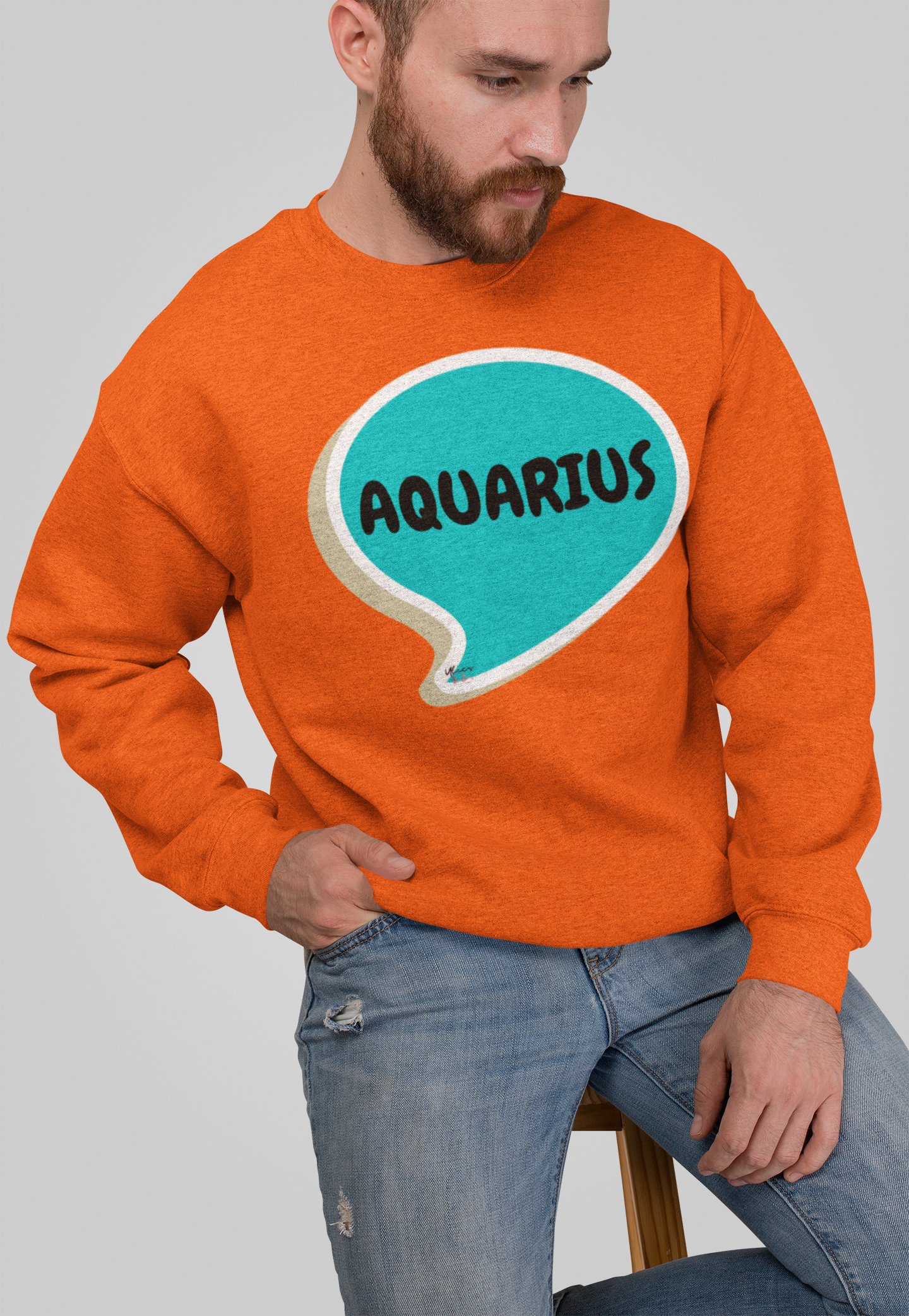 AQUARIUS ZODIAC SIGN IN SPEECH BUBBLE UNISEX CREWNECK PULLOVER SWEATSHIRT AQUARIUS ZODIAC ASTROLOGY HOROSCOPE SWEATSHIRTS AQUARIUS CONSTELLATION GIFT