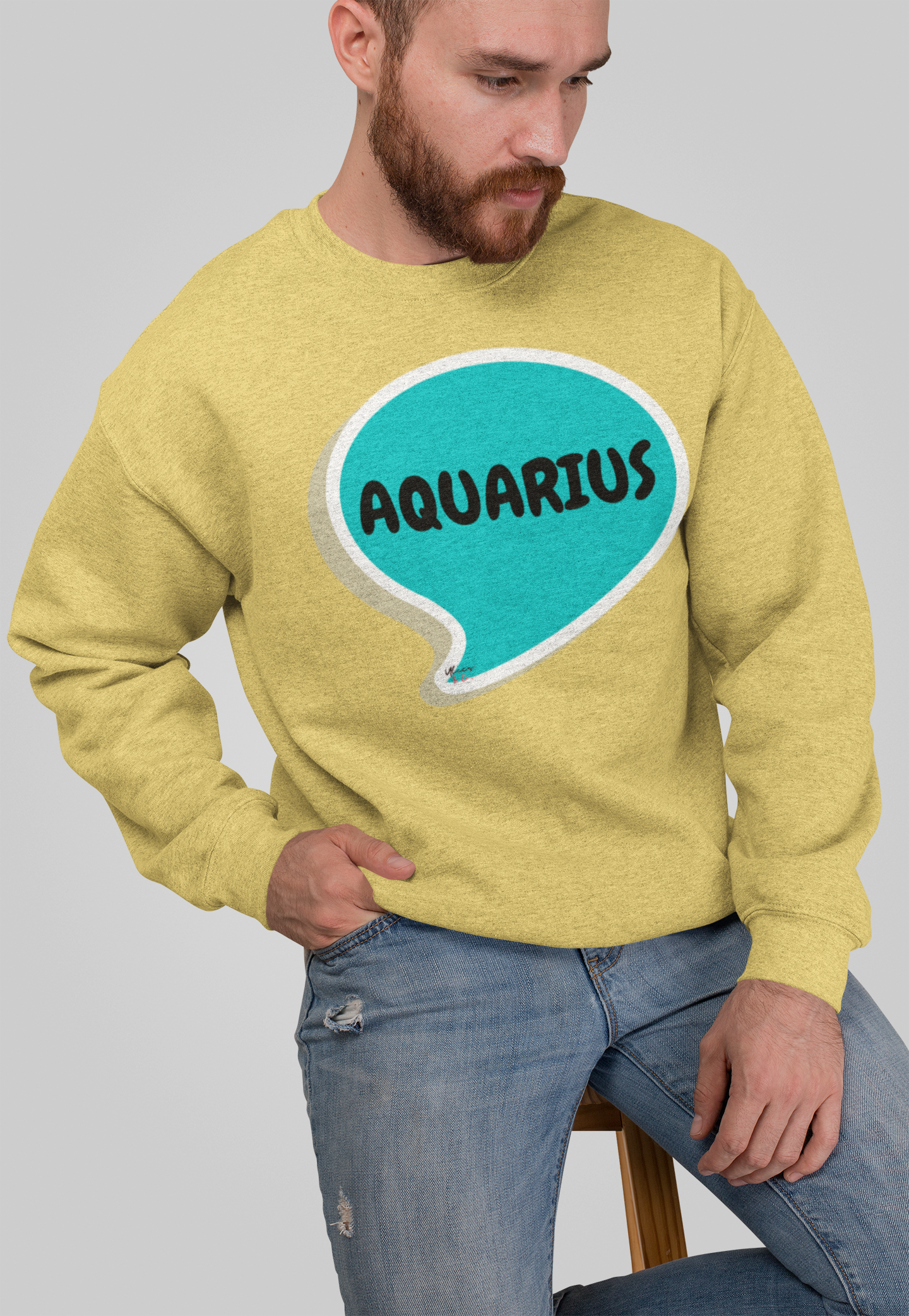 AQUARIUS ZODIAC SIGN IN SPEECH BUBBLE UNISEX CREWNECK PULLOVER SWEATSHIRT AQUARIUS ZODIAC ASTROLOGY HOROSCOPE SWEATSHIRTS AQUARIUS CONSTELLATION GIFT