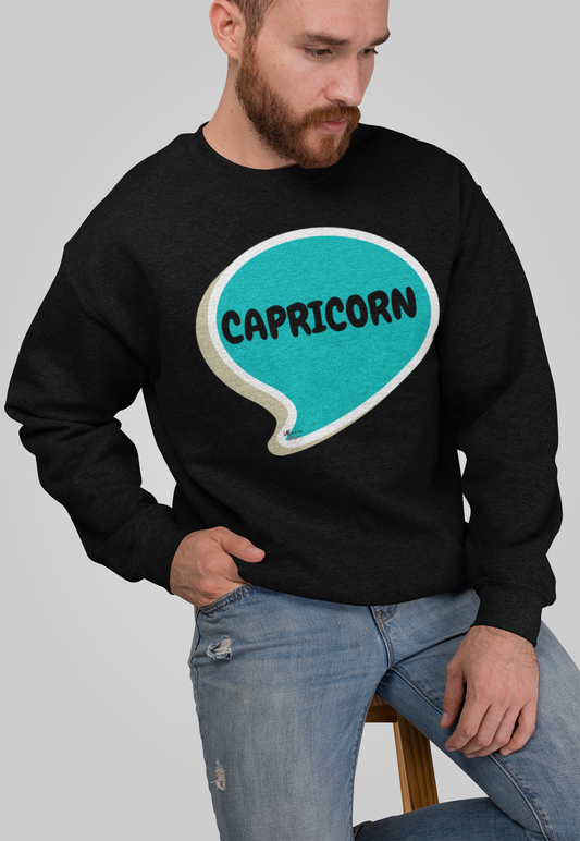 CAPRICORN ZODIAC SIGN IN SPEECH BUBBLE PULLOVER SWEATSHIRT HOROSCOPE CAPRICORN SIGN UNISEX CREWNECK FOR MEN BIRTHDAY SIGN CAPRICORN SEASON SWEATER FOR WOMEN GIFT SWEATSHIRT FOR ASTROLOGY CAPRICORN SIGNS