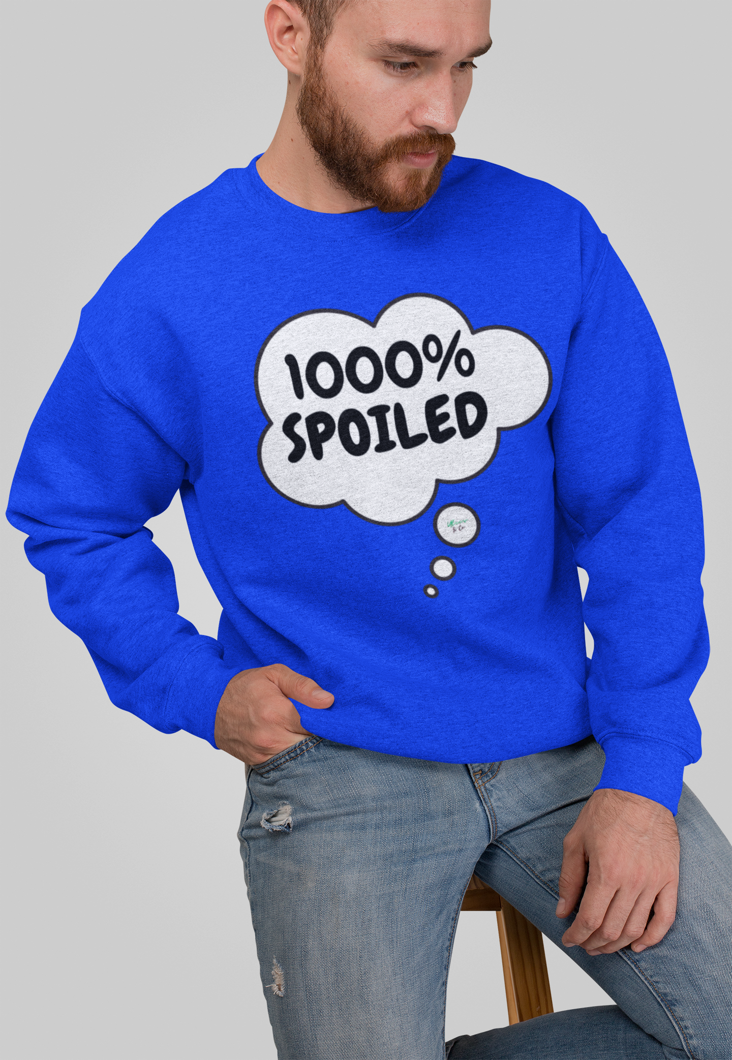 1000% SPOILED SWEATSHIRT IN IN THOUGHT BUBBLE GRAPHIC UNISEX CREWNECK PULLOVER SWEATSHIRT FUNNY SAYINGS SWEATER SWEATSHIRTS SARCASTIC SAYINGS SWEATSHIRTS FOR WOMEN SWEATSHIRTS FOR MEN GIFT IDEAS