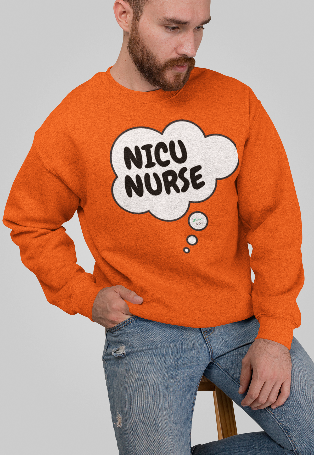 NICU NURSE SWEATSHIRT IN THOUGHT BUBBLE GRAPHIC UNISEX CREWNECK NURSING JOB PULLOVER SWEATSHIRT NURSING SWEATER OCCUPATION SWEATSHIRTS FOR WOMEN SWEATSHIRTS FOR MEN GIFT IDEAS JOB SWEEATSHIRT