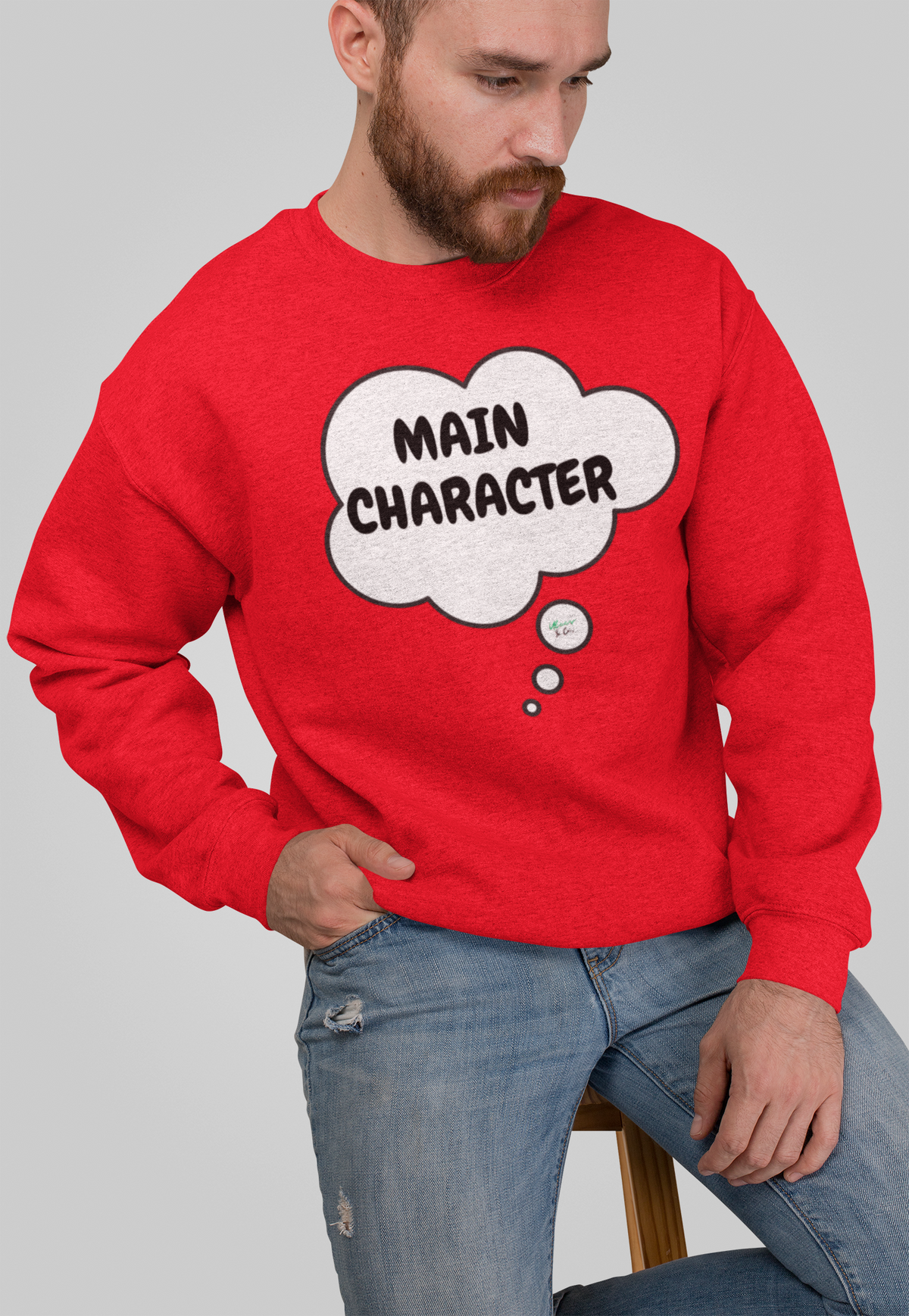 MAIN CHARACTER SWEATSHIRT IN THOUGHT BUBBLE UNISEX PULLOVER CREWNECK SWEATSHIRT MOTIVATIONAL SWEATSHIRT FOR WOMEN GIFT FOR MEN PULLOVER SWEATER FUNNY SAYINGS SARCASTIC SAYINGS SWEATSHIRTS