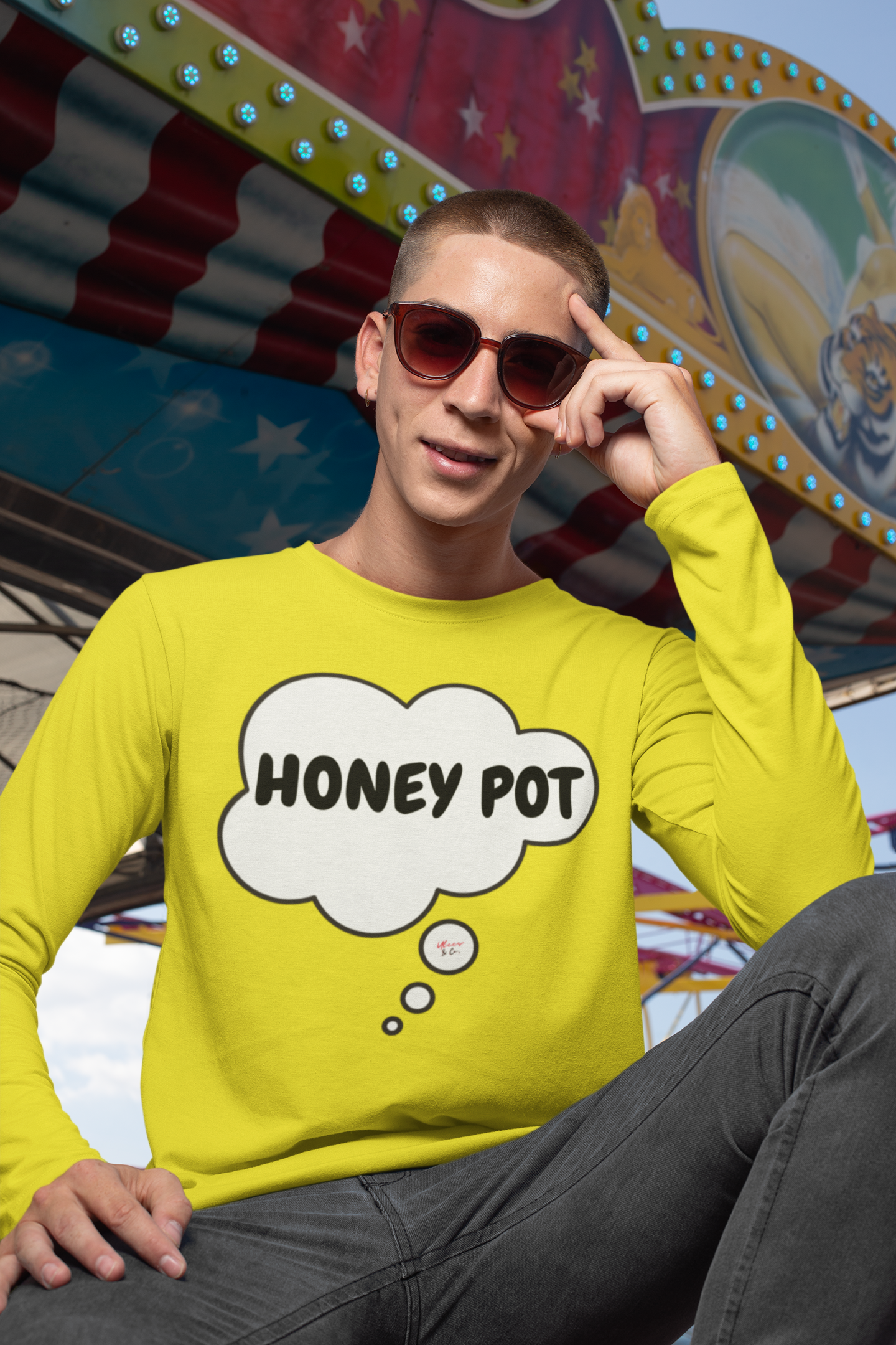 HONEY POT LONG SLEEVE IN THOUGHT BUBBLE UNISEX LONG SLEEVE FOR WOMEN FOR MEN