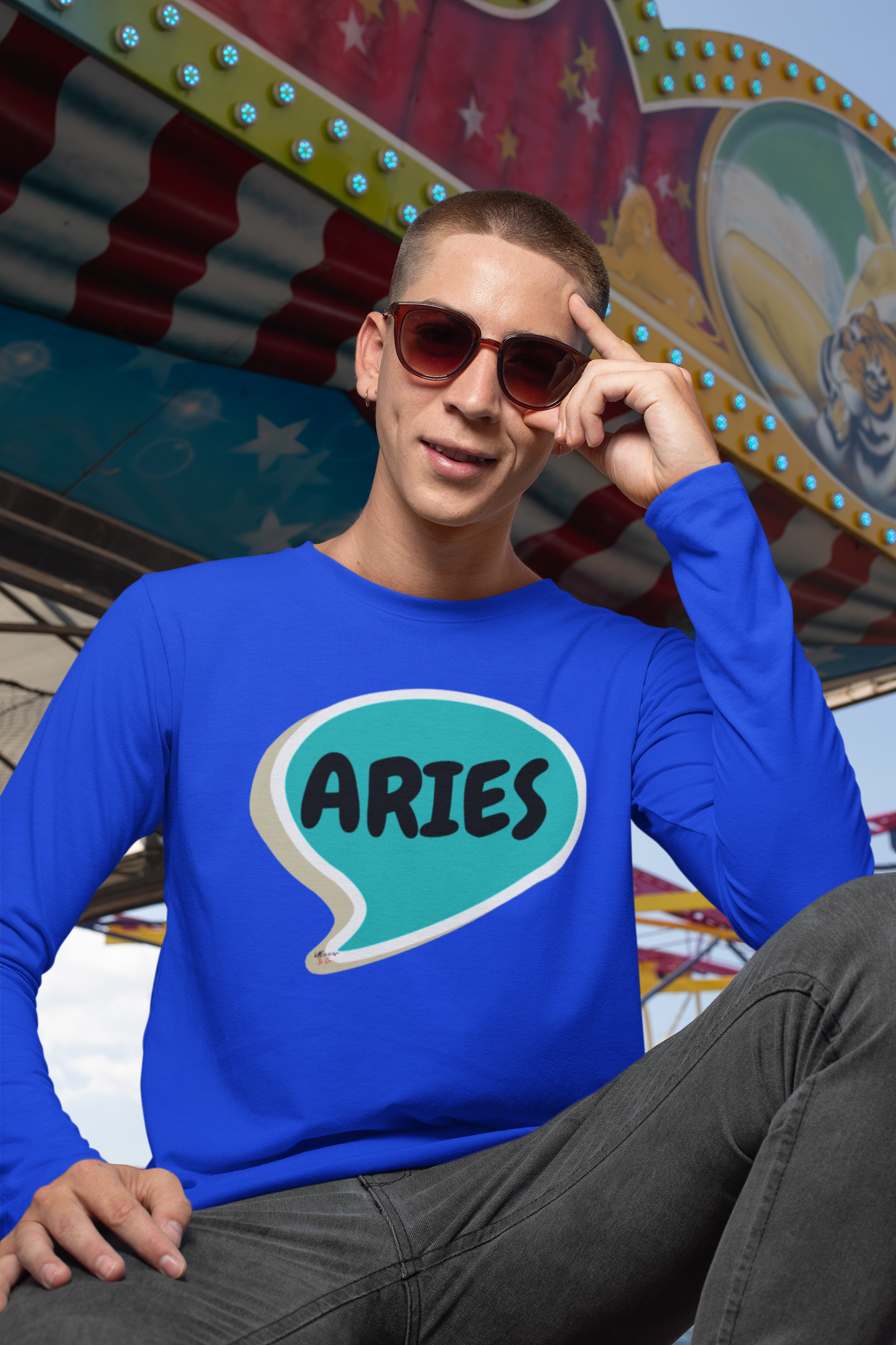 ARIES ZODIAC SIGN LONG SLEEVE IN SPEECH BUBBLE UNISEX LONG SLEEVE TOP HOROSCOPE ASTRONOMY ARIES SIGN ARIES SEASON ARIES BIRTHDAY SIGN