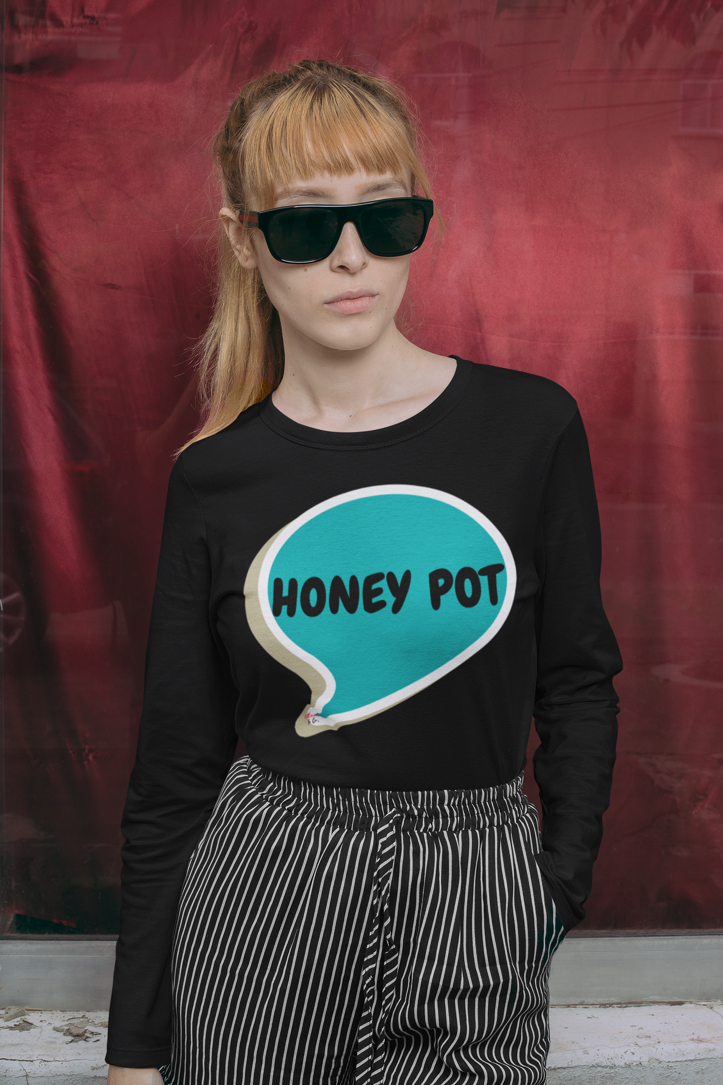 HONEY POT LONG SLEEVE TEE IN SPEECH BUBBLE SARCASM CLOTHING FOR WOMEN SARCASTIC TOP FOR MEN