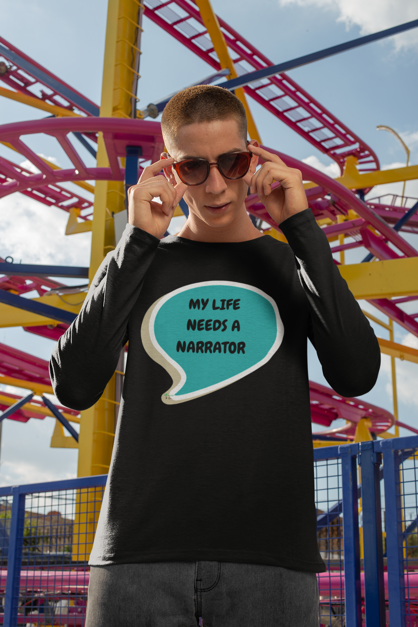 MY LIFE NEEDS A NARRATOR LONG SLEEVE IN SPEECH BUBBLE GRAPHIC UNISEX LONG SLEEVE TOP SARCASTIC SAYINGS LONG SLEEVE FUNNY SAYINGS LONG SLEEVE TOP FOR GIFT