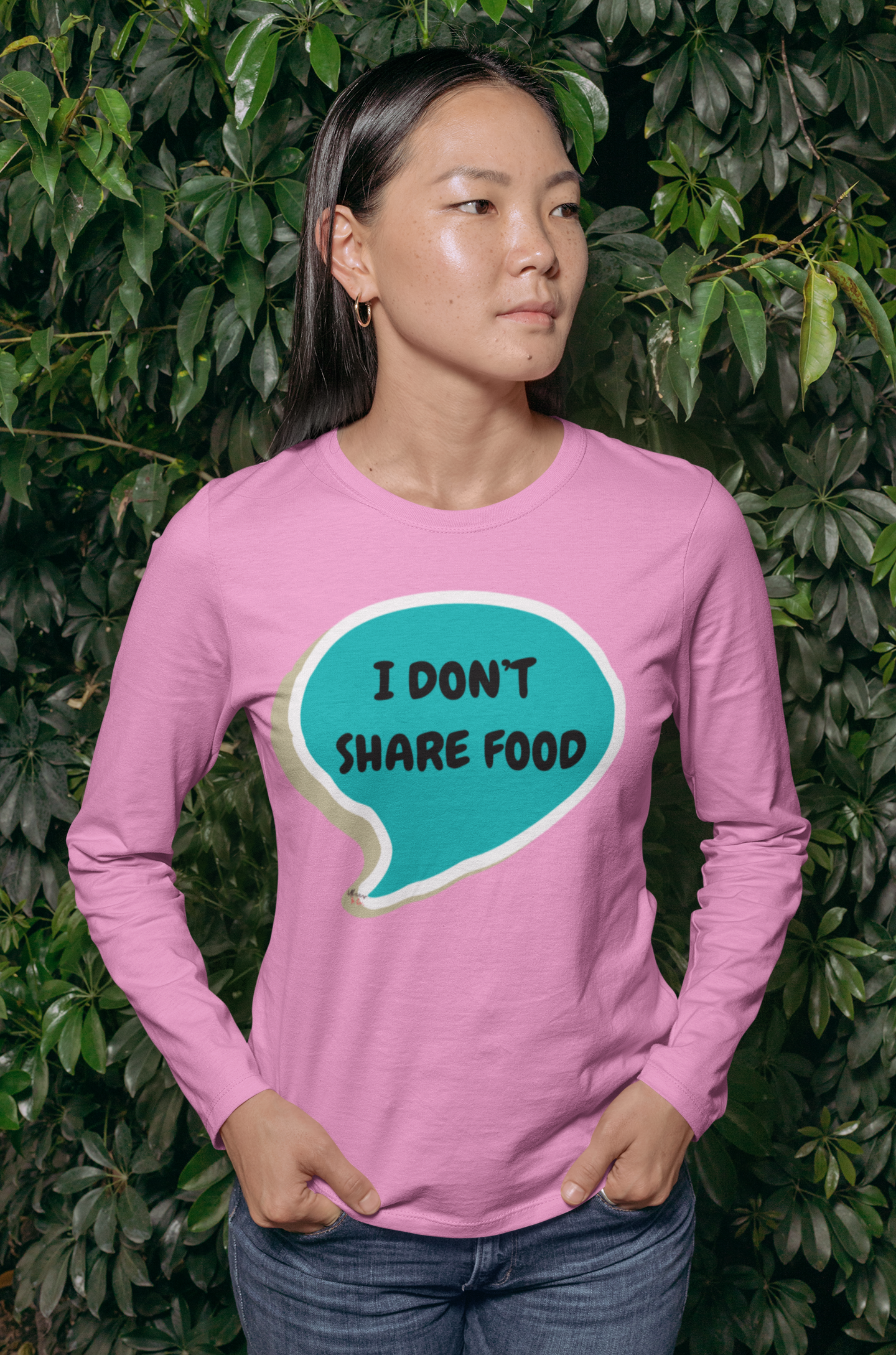 I DON'T SHARE FOOD LONG SLEEVE IN SPEECH BUBBLE UNISEX LONG SLEEVE FUNNY SAYINGS LONG SLEEVE SARCASTIC SAYINGS