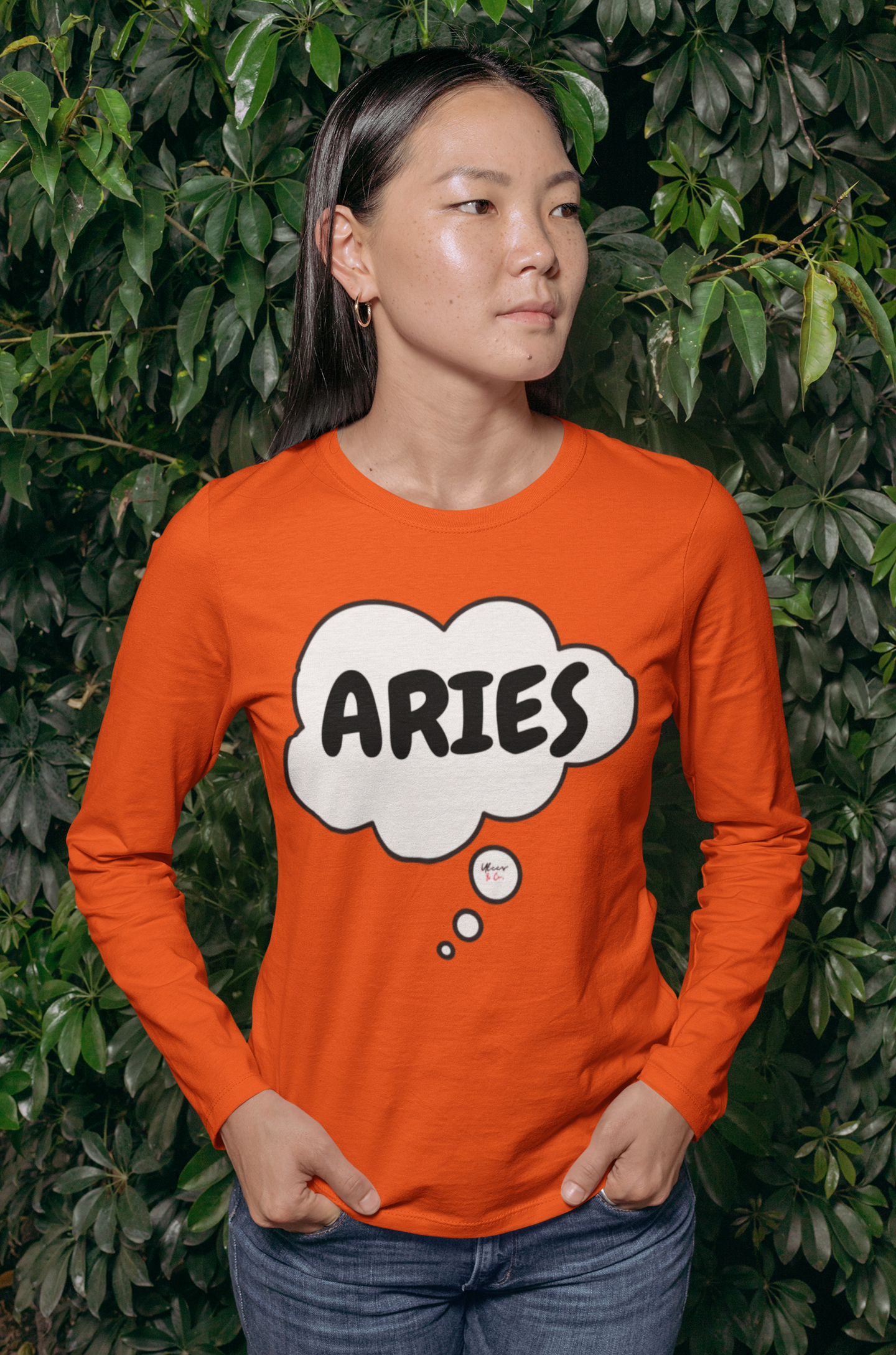 ARIES ZODIAC HOROSCOPE SIGN UNISEX LONG SLEEVE IN SHIRT IN THOUGHT BUBBLE ARIES BIRTHDAY ZODIAC SIGN ASTRONOMY ARIES ZODIAC SIGN ARIES SEASON