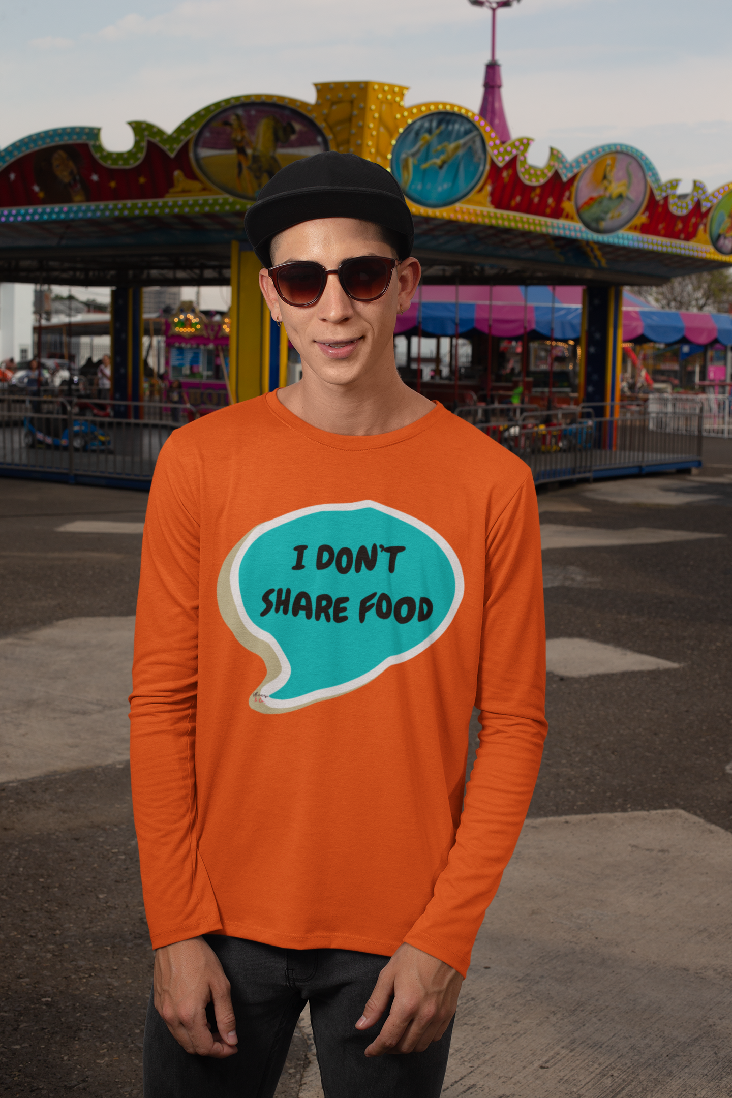 I DON'T SHARE FOOD LONG SLEEVE IN SPEECH BUBBLE UNISEX LONG SLEEVE FUNNY SAYINGS LONG SLEEVE SARCASTIC SAYINGS