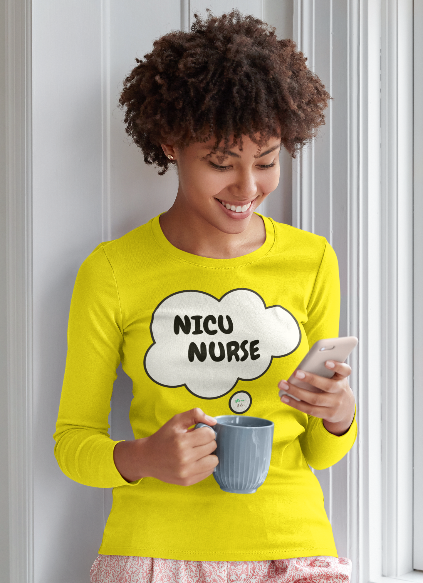 NICU NURSE LONG SLEEVE SHIRT IN THOUGHT BUBBLE GRAPHIC UNISEX LONG SLEEVE OCCUPATION CLOTHING TOP JOB LONG SLEEVE SHIRTS GIFTS FOR WOMEN GIFTS FOR MEN OCCUPATION LONG SLEEVE NURSE SHIRTS