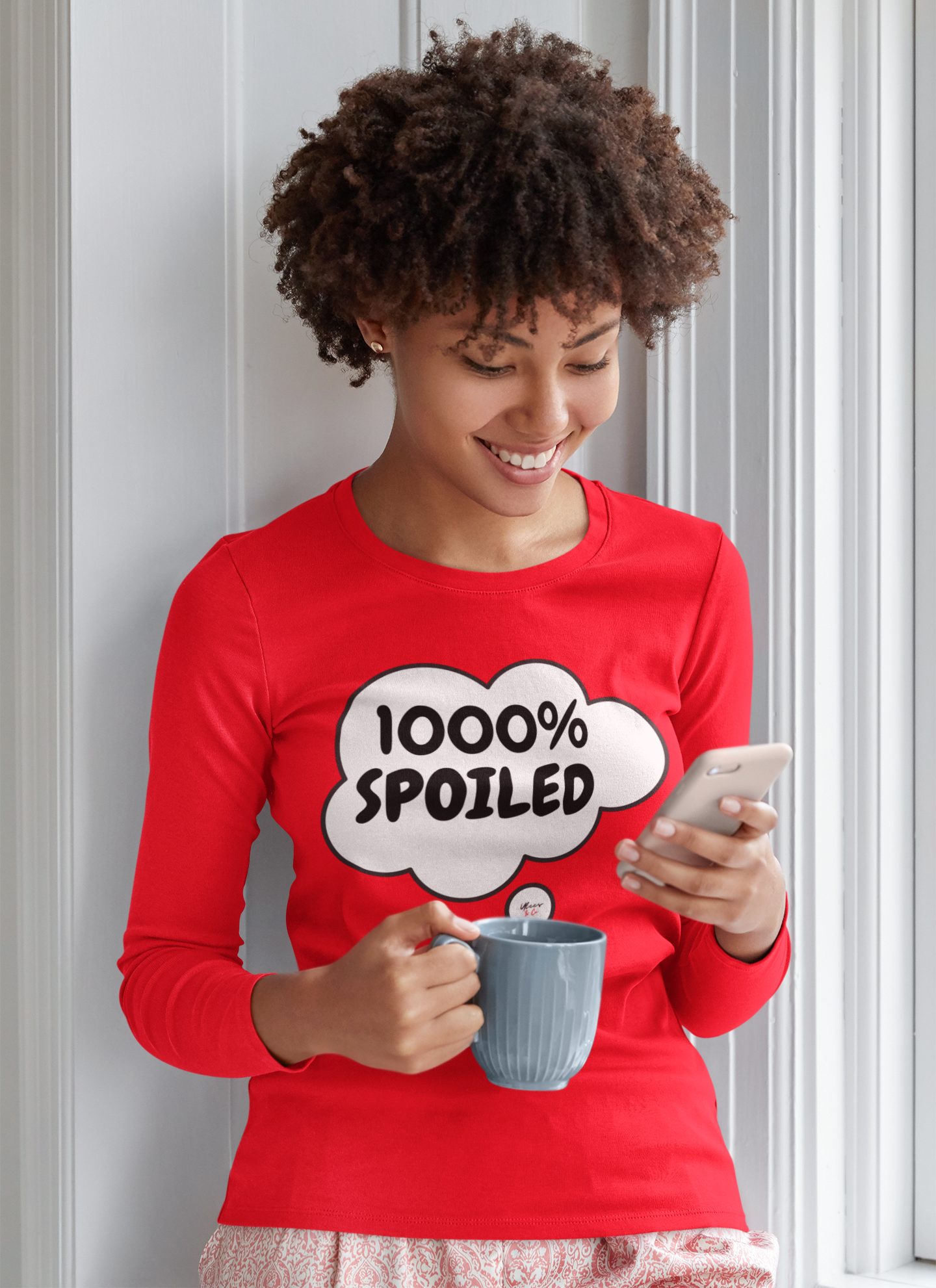 1000% SPOILED LONG SLEEVE IN THOUGHT BUBBLE FUNNY SAYINGS LONG SLEEVE TOP SARCASTIC SAYINGS TOP